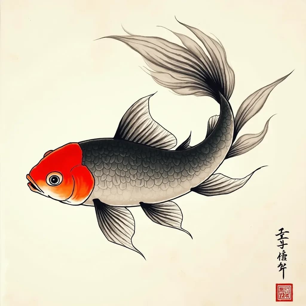 Chinese Ink Fish Painting
