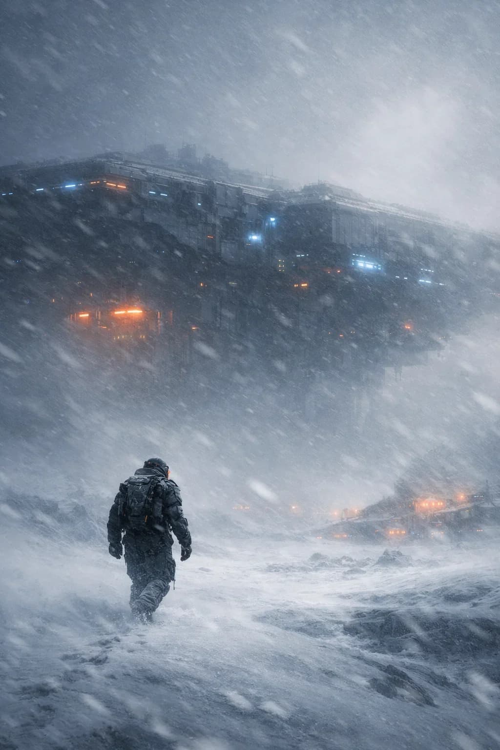 Futuristic Snowstorm Scene