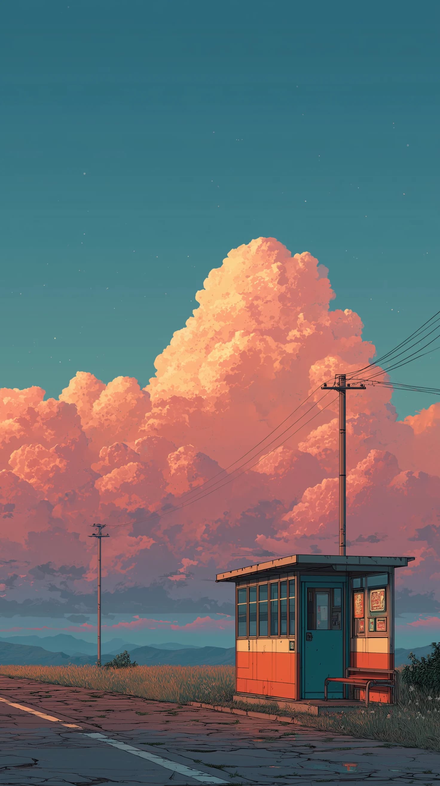 Nostalgic Retro Bus Stop Scene
