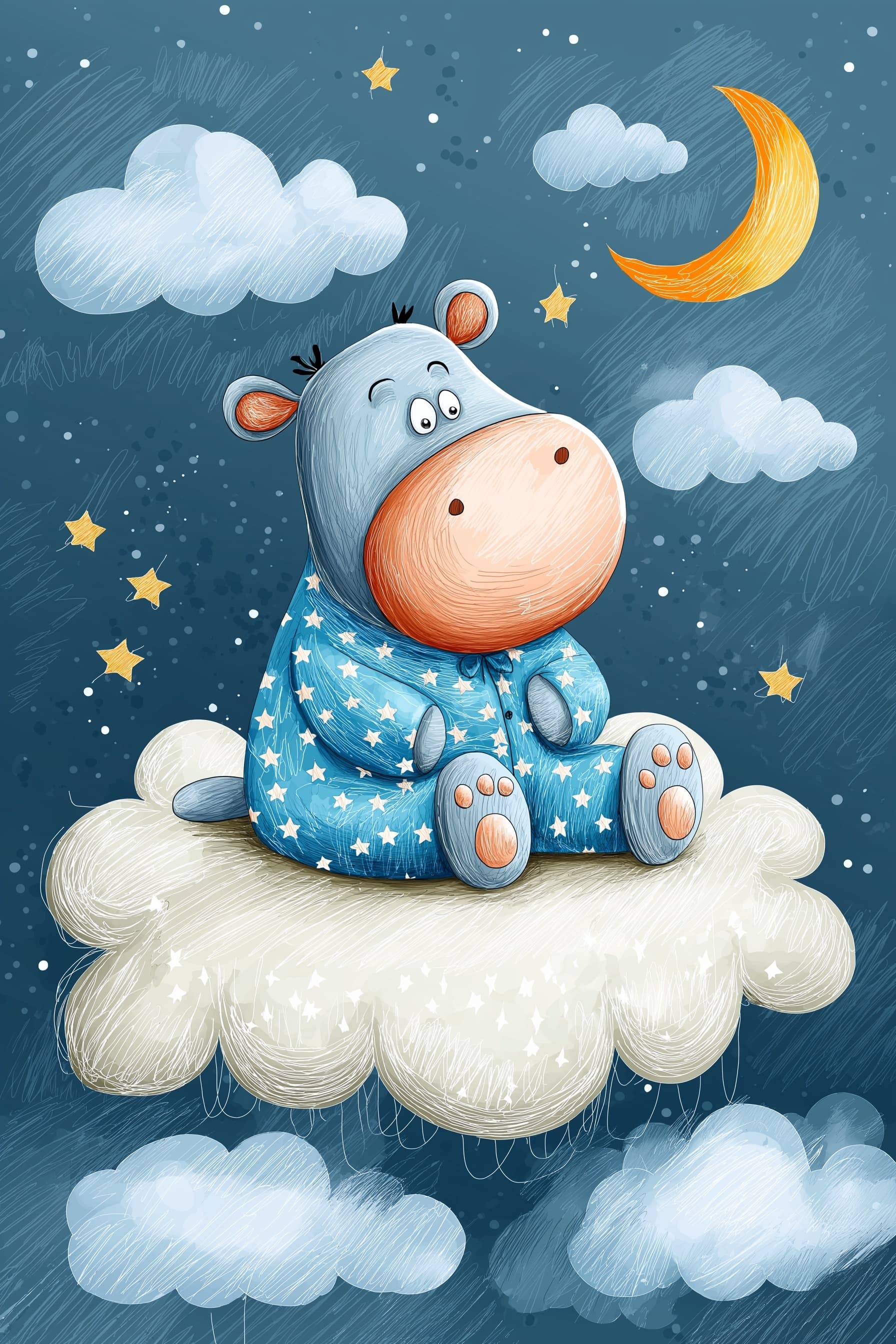 Cute Hippo in Pajamas