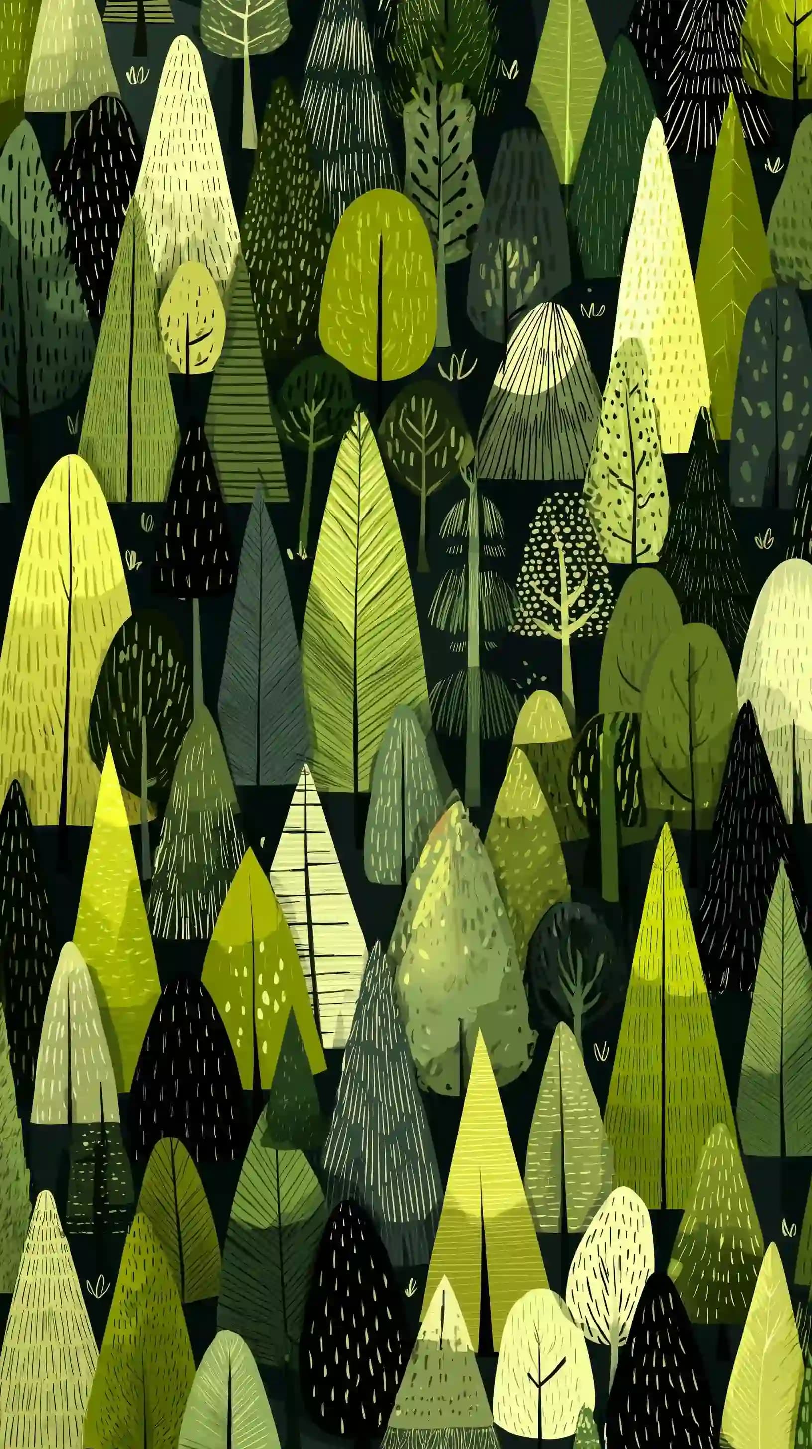Moonlit Pine Forest Scene