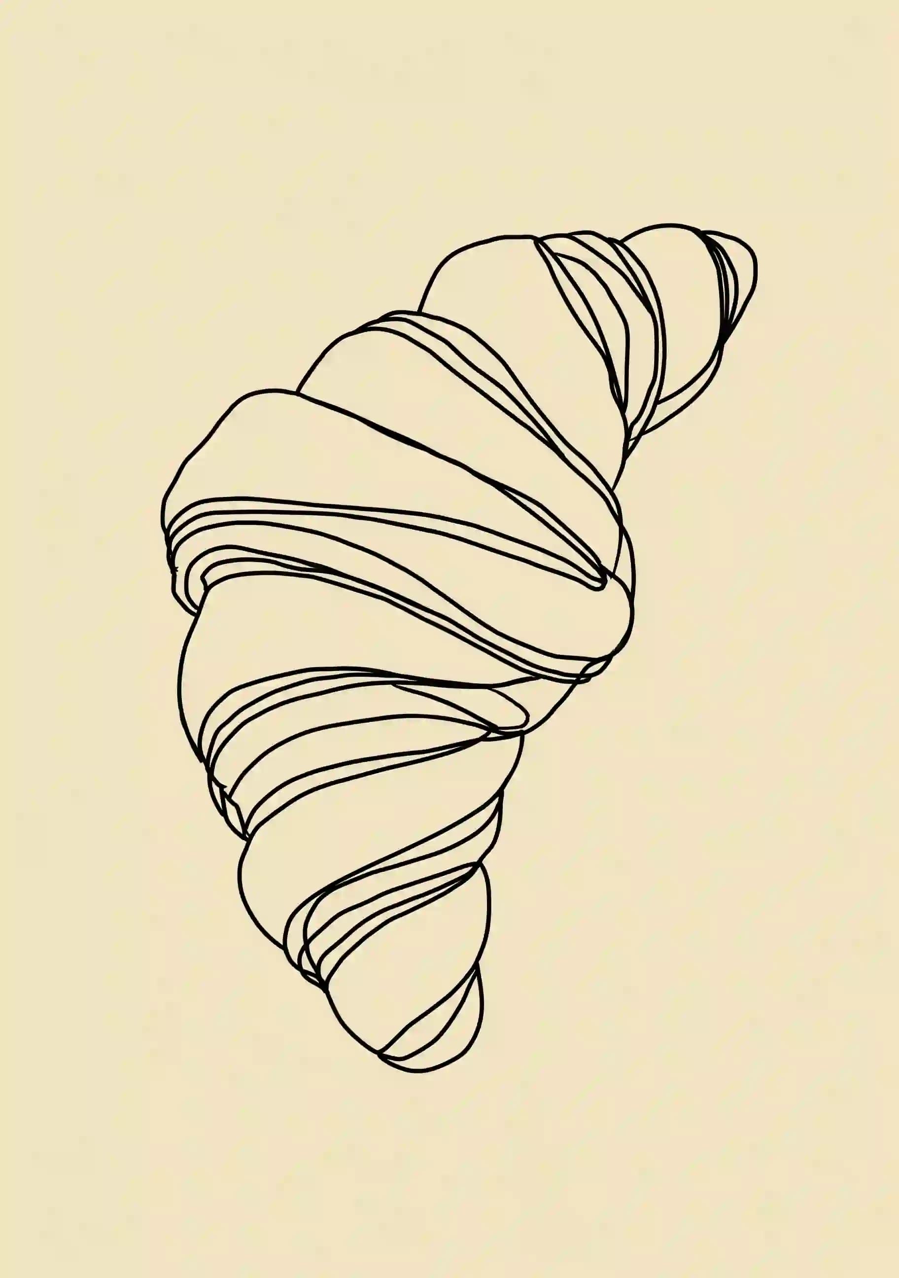 Minimalist Croissant Line Art