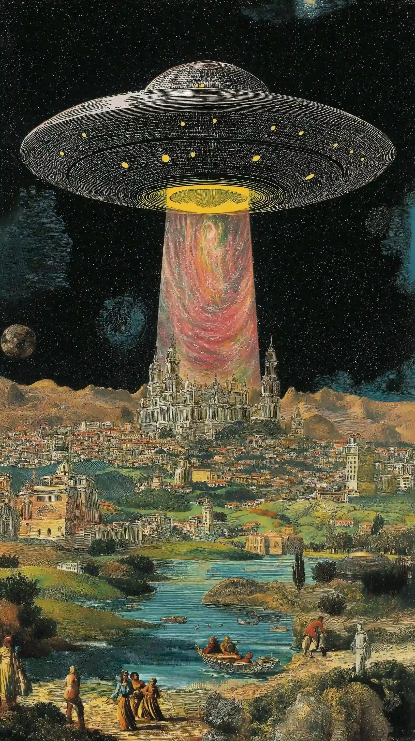 Surreal Alien Abduction Scene