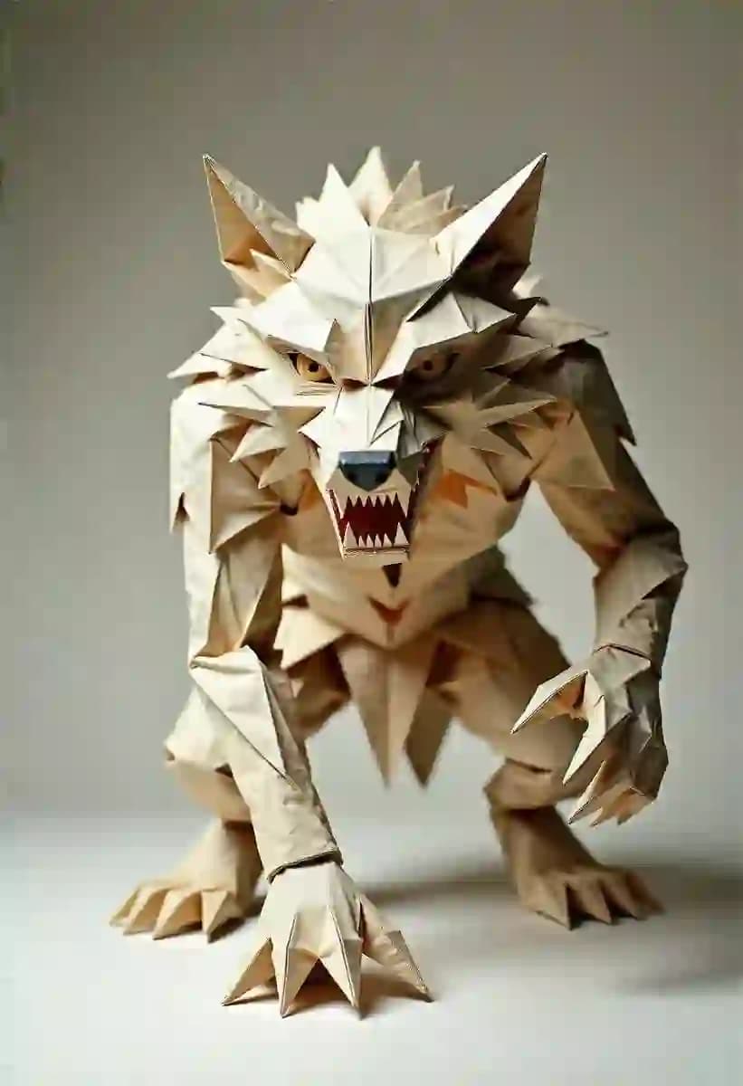 Origami Werewolf Transformation Illustration