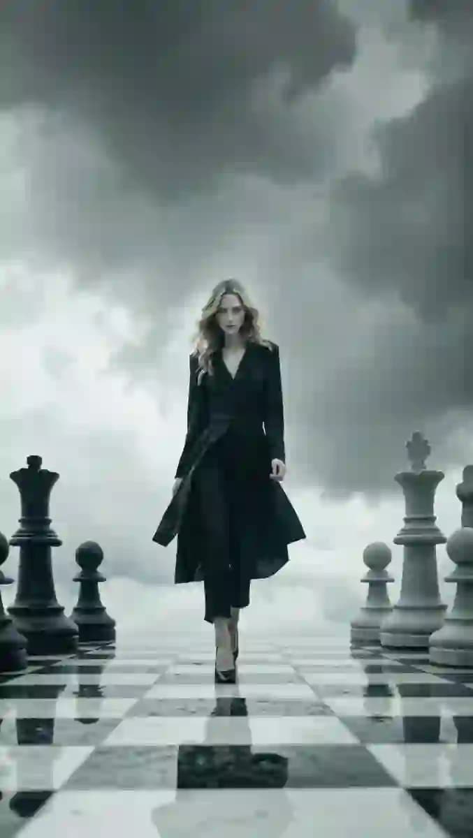 Mysterious Woman on Chessboard