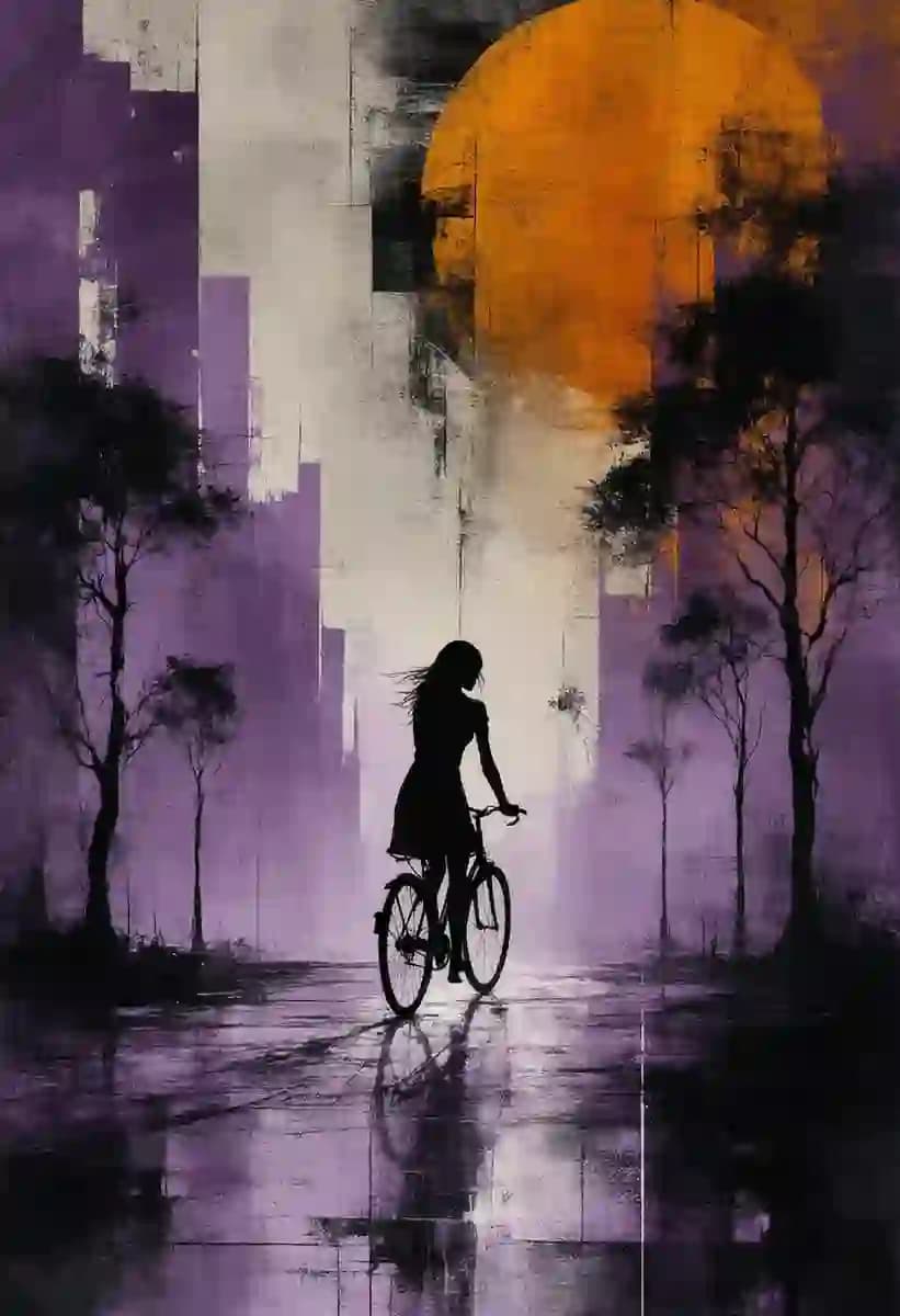 Surreal Urban Cycling Illustration
