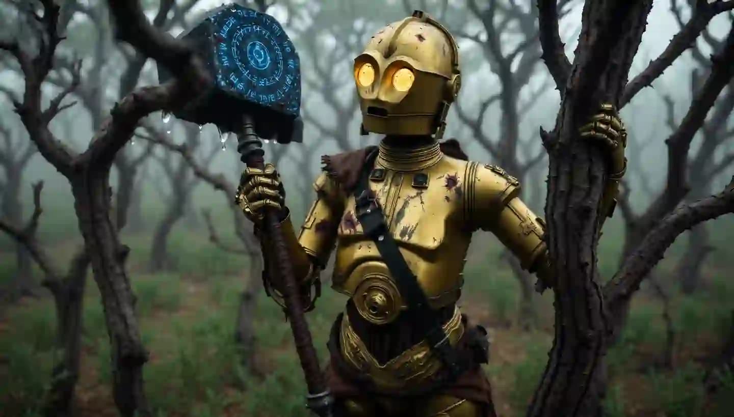 Surreal C-3PO Chaparral Scene