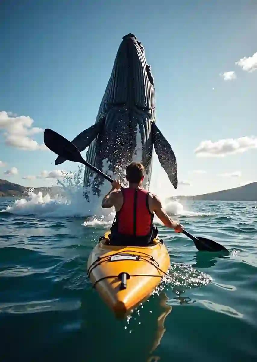 Kayaking Whale Action Photo