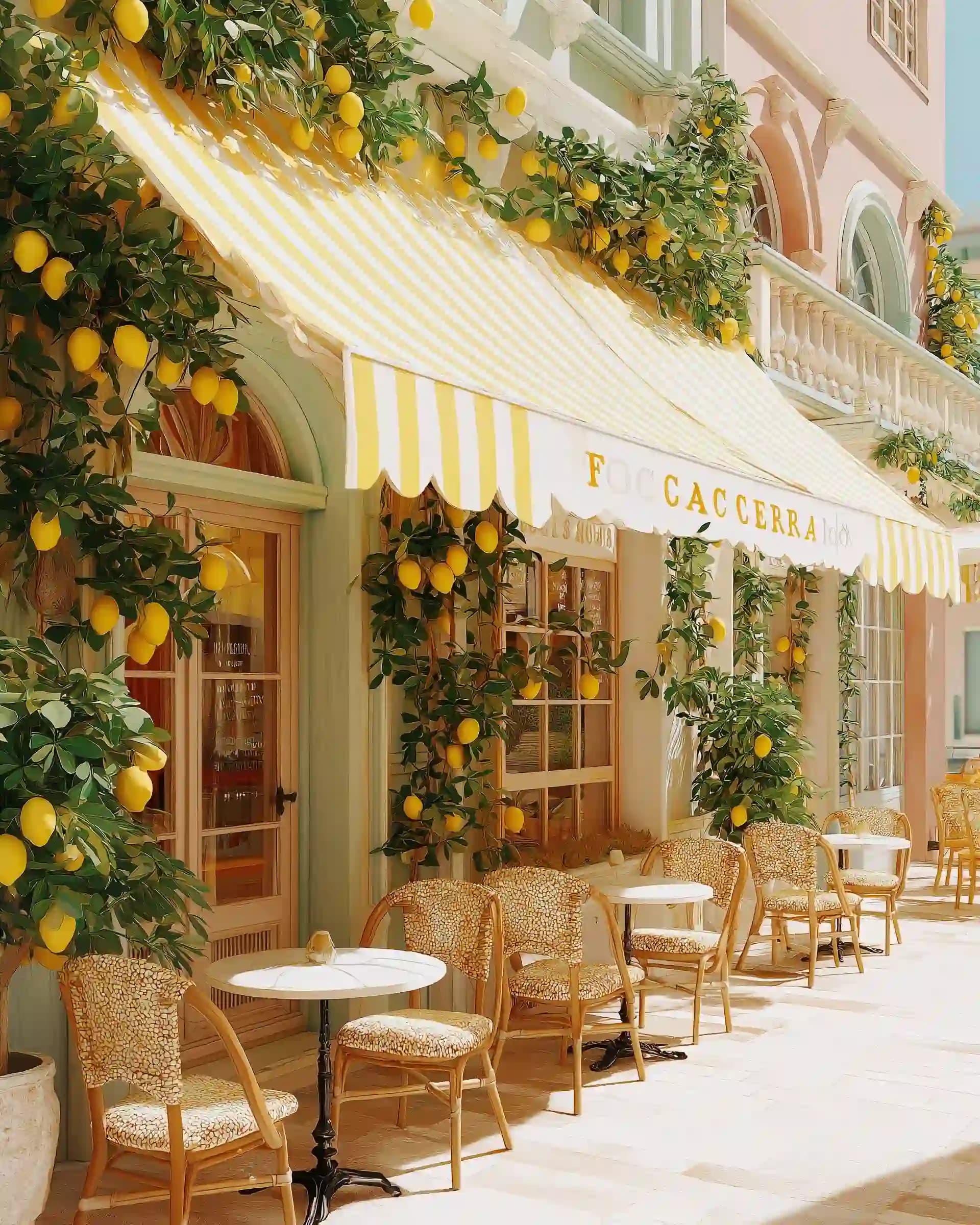 European Café Storefront Scene