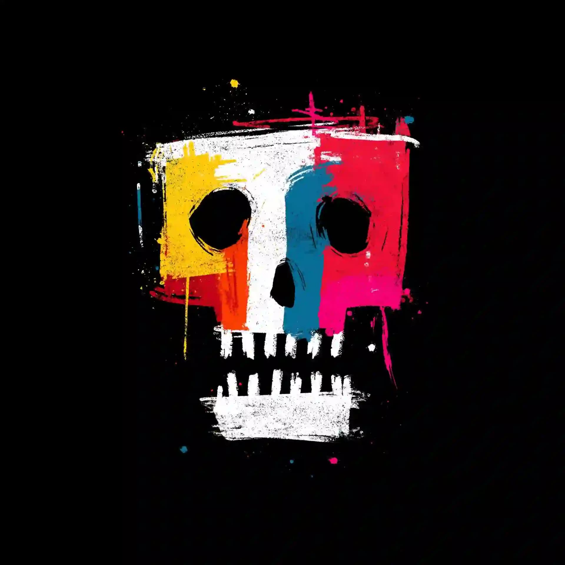 Basquiat Inspired Rainbow Skull Logo