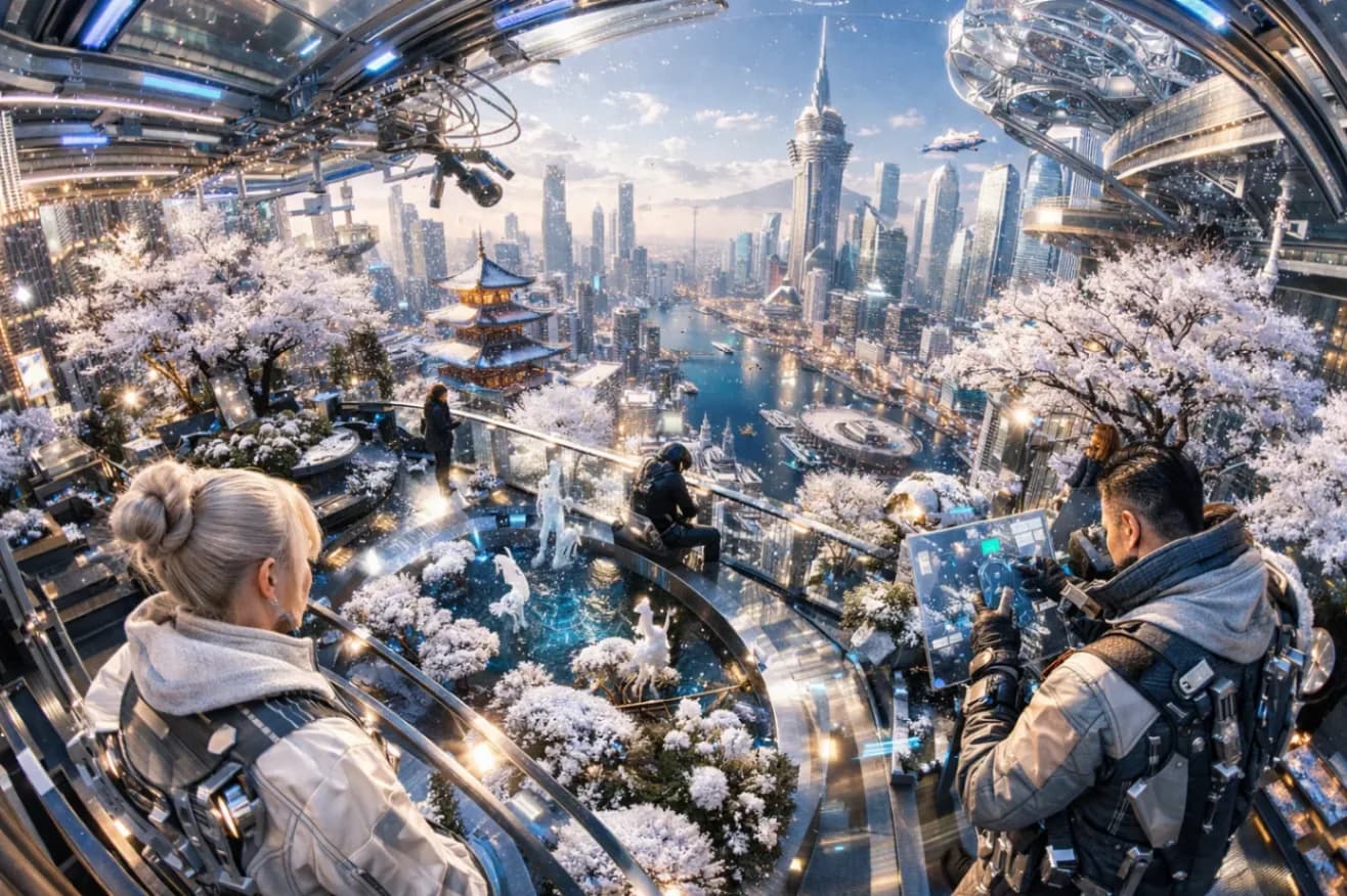 Futuristic Cyberpunk Winter Garden