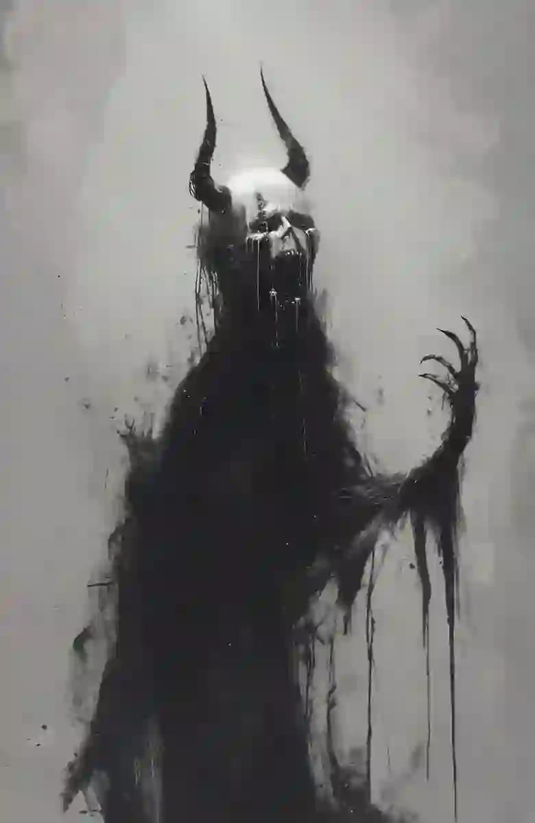 Gothic Horned Skull Figure
