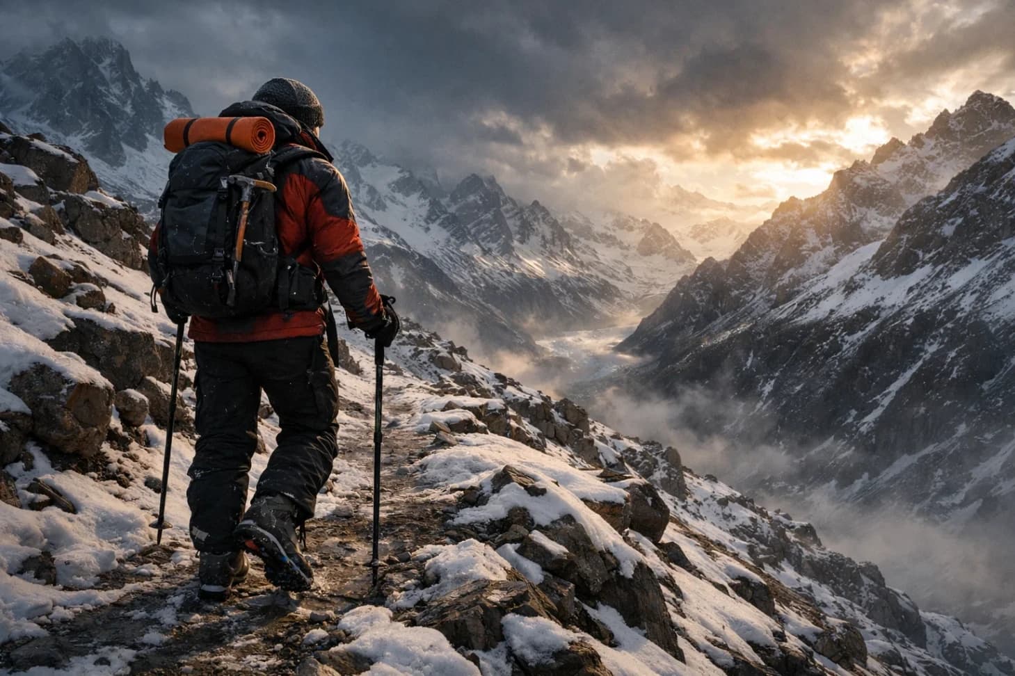 Snowy Mountain Adventure Scene