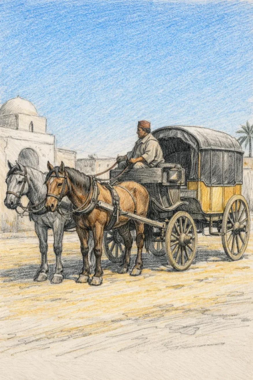 Algerian Calèche Carriage Scene
