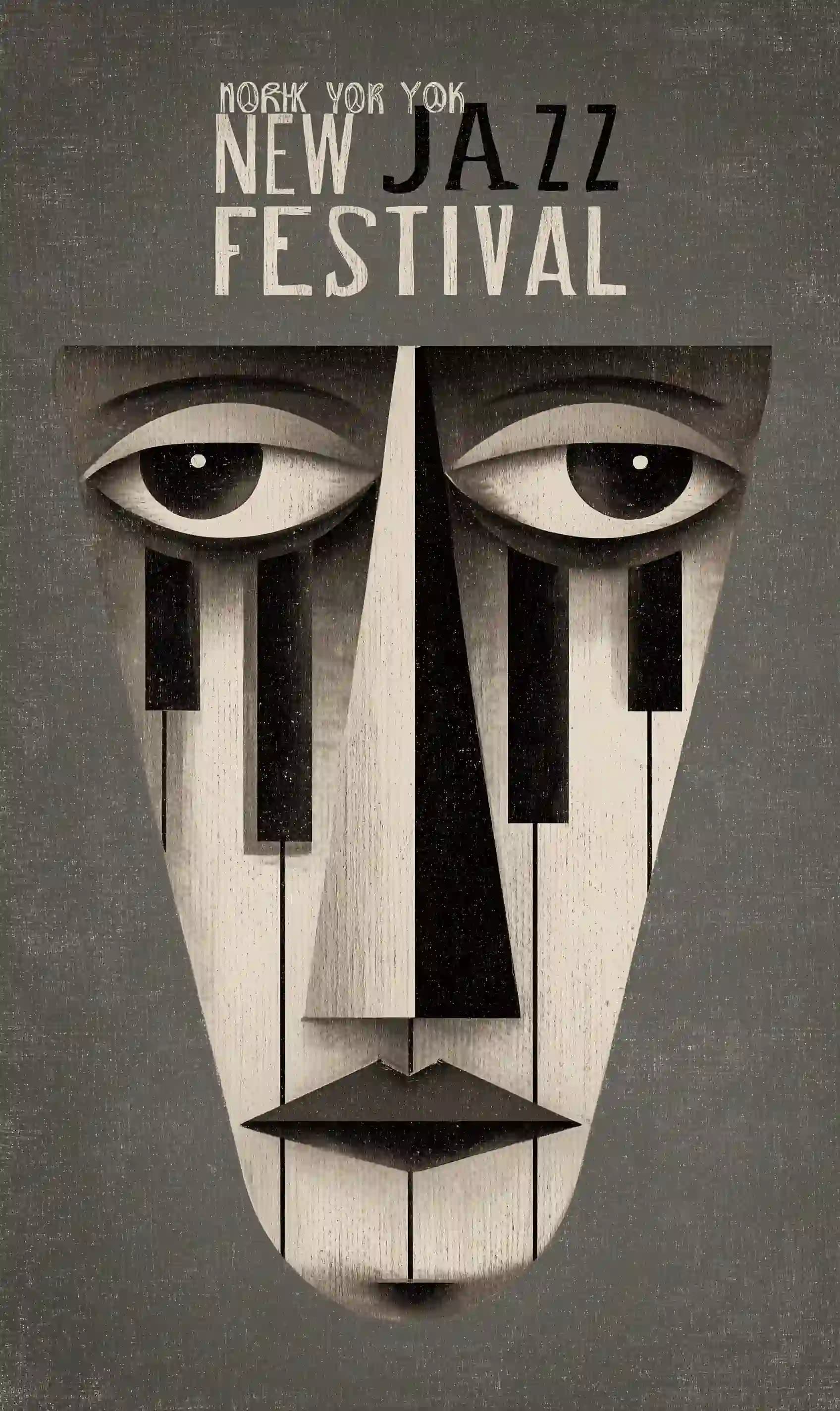 New York Jazz Festival Abstract Face