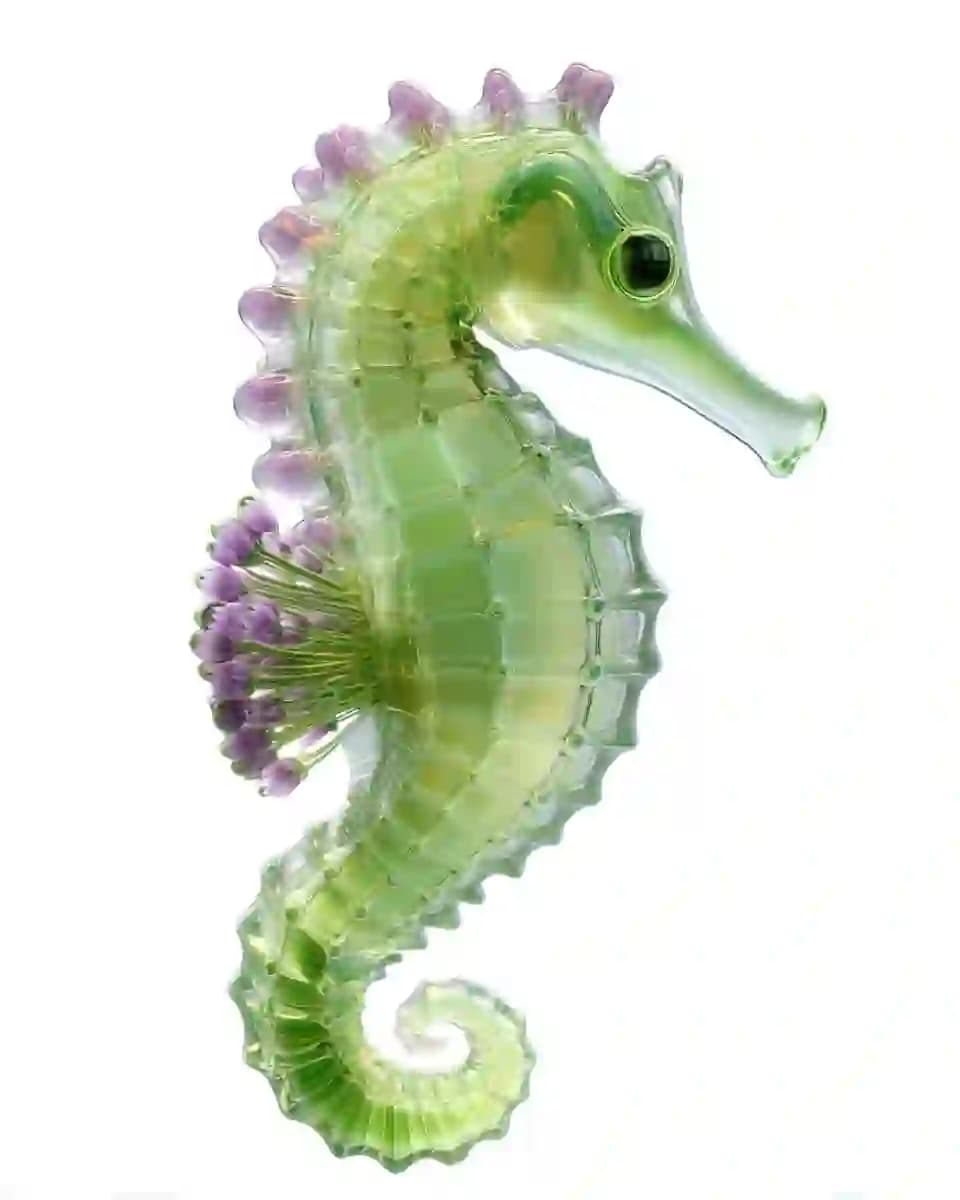 Surreal Glass Seahorse Render