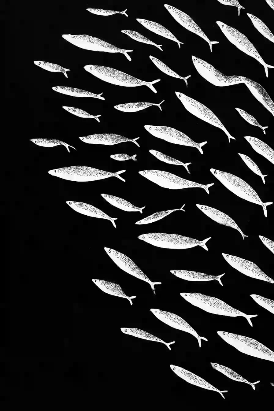 Minimal Sardine Silhouette Poster