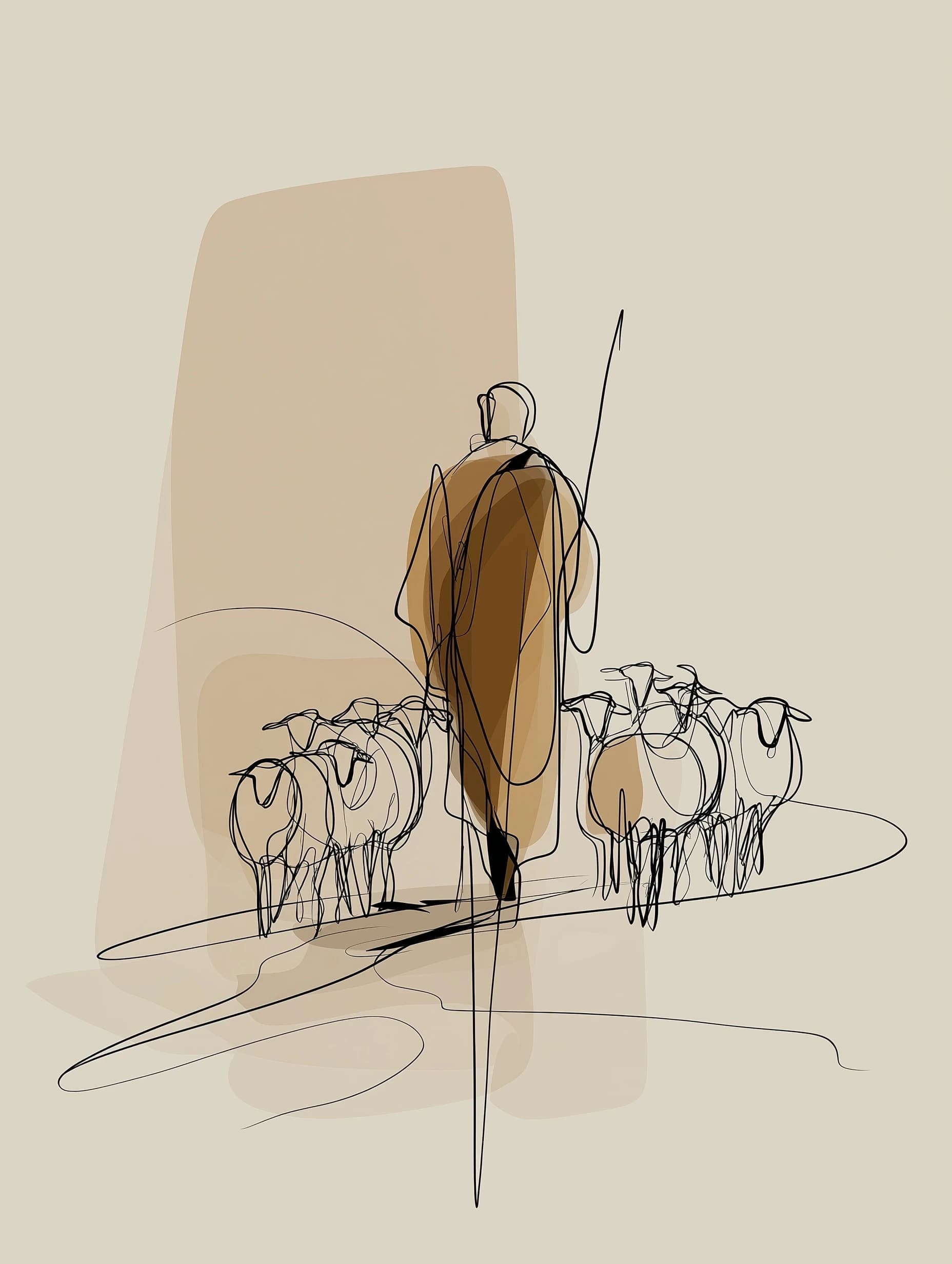 Shepherd Walking Scene