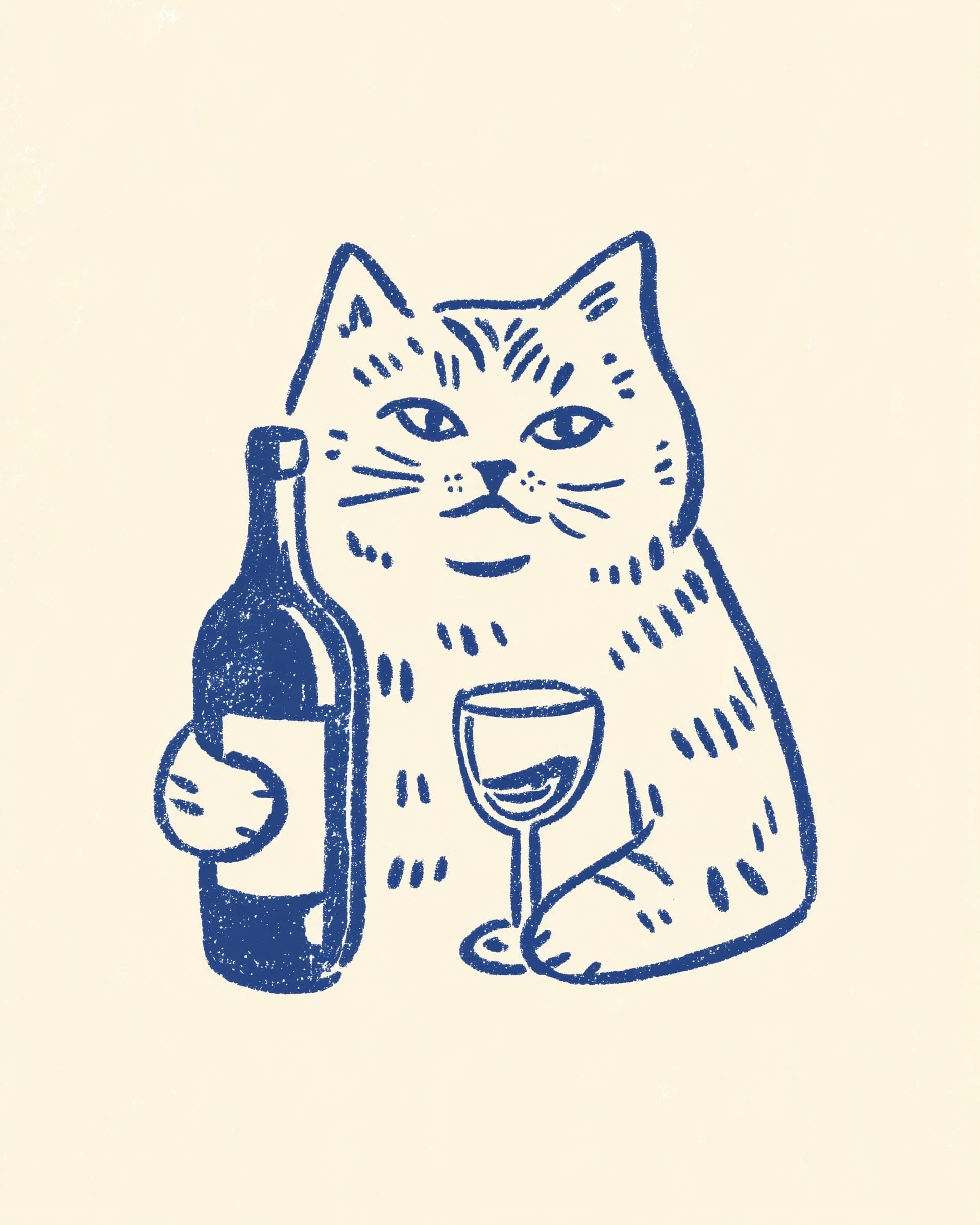 Stylized Blue Cat Art