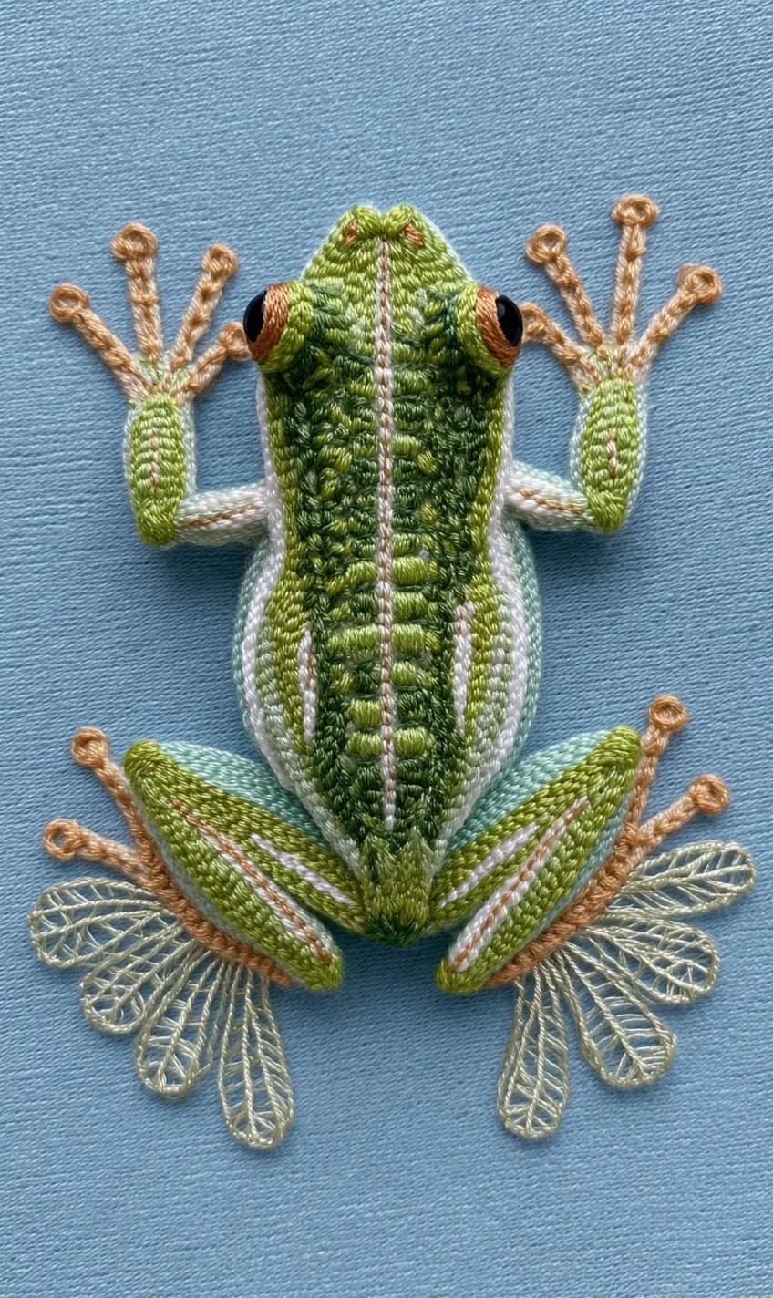 Coqui Frog Embroidery Art