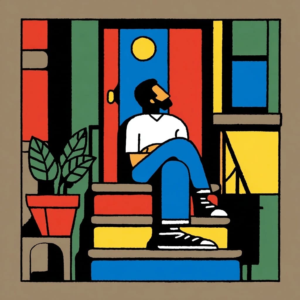 Man on Brooklyn Steps