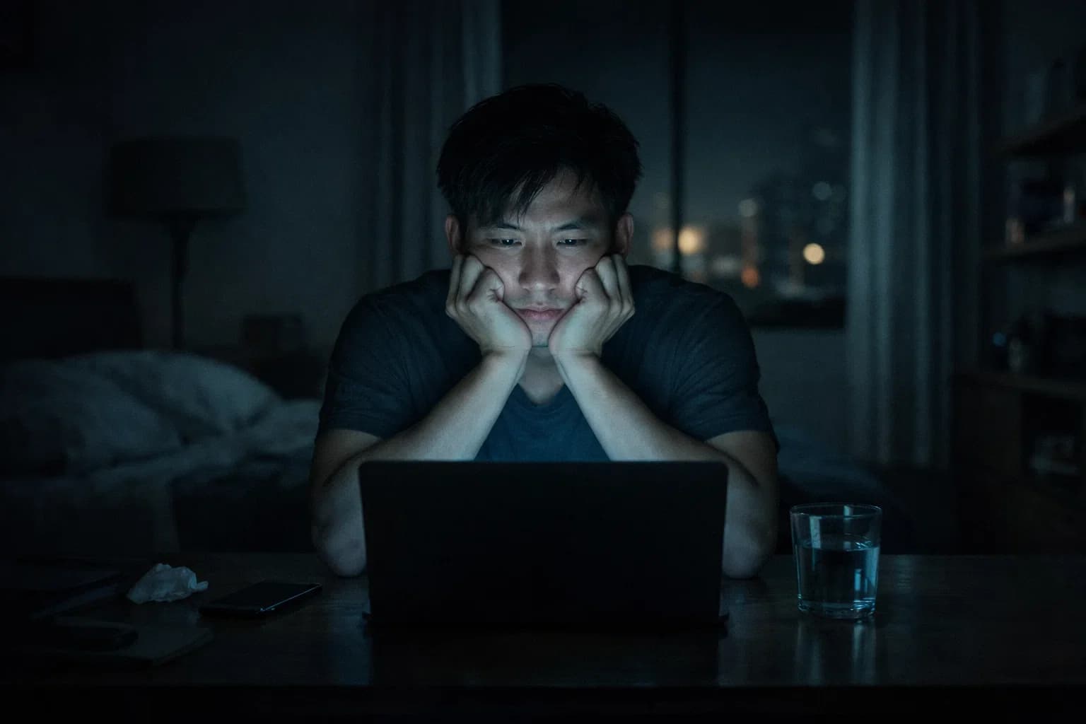 Emotional Night Scene Portrait