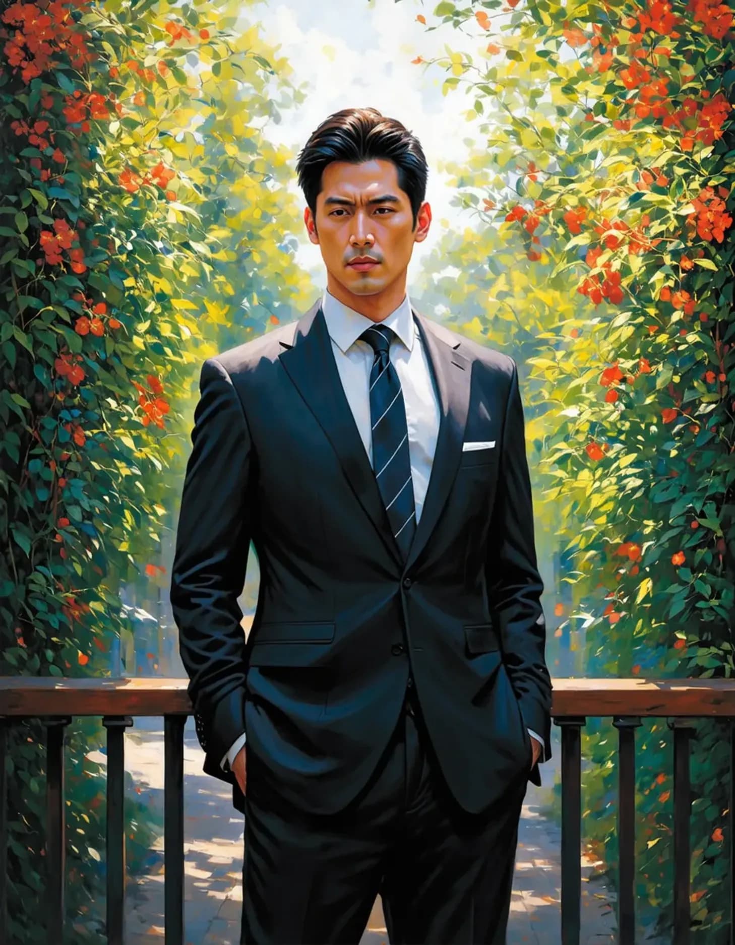 Confident Man in Garden