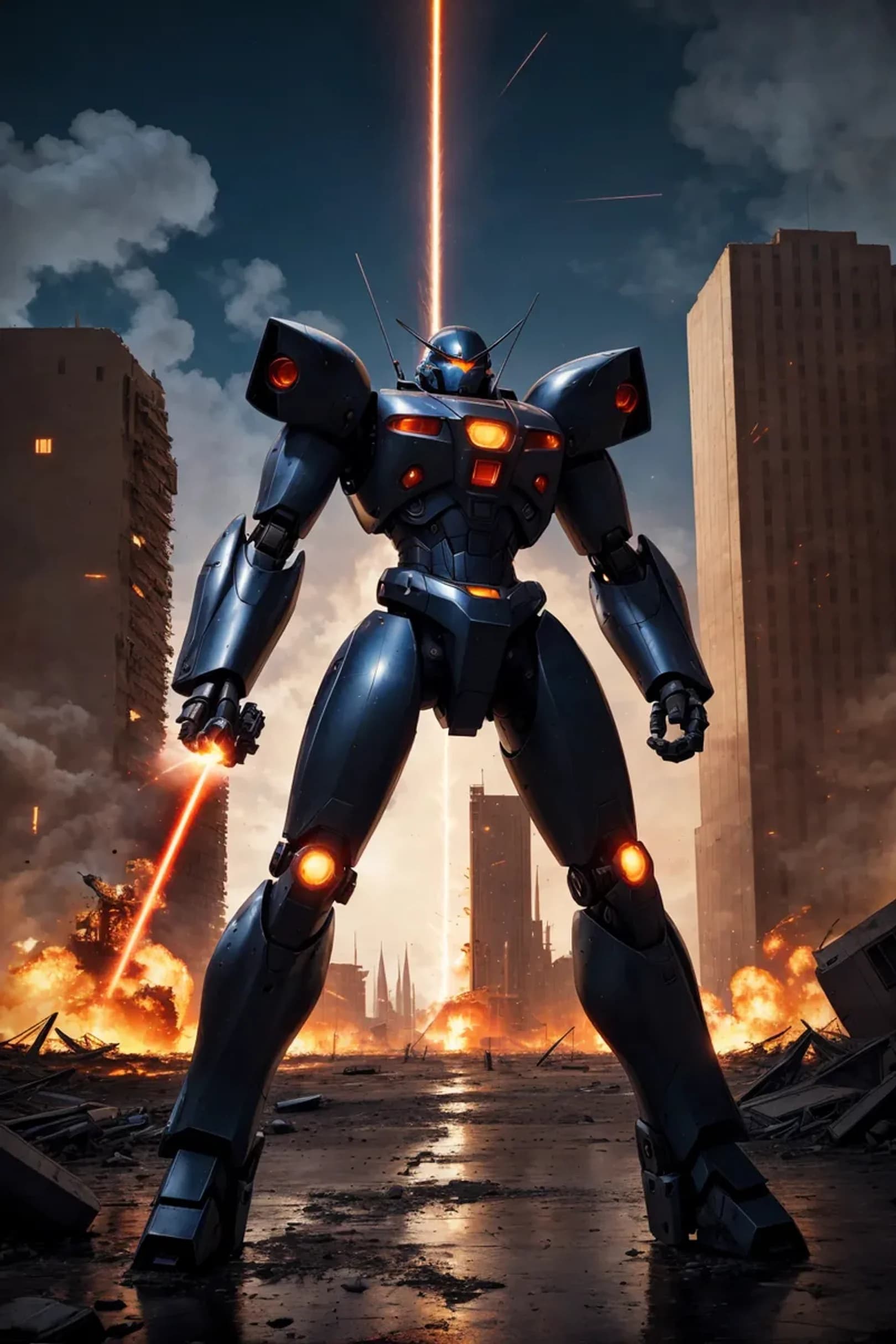Mecha Warrior Battle Scene