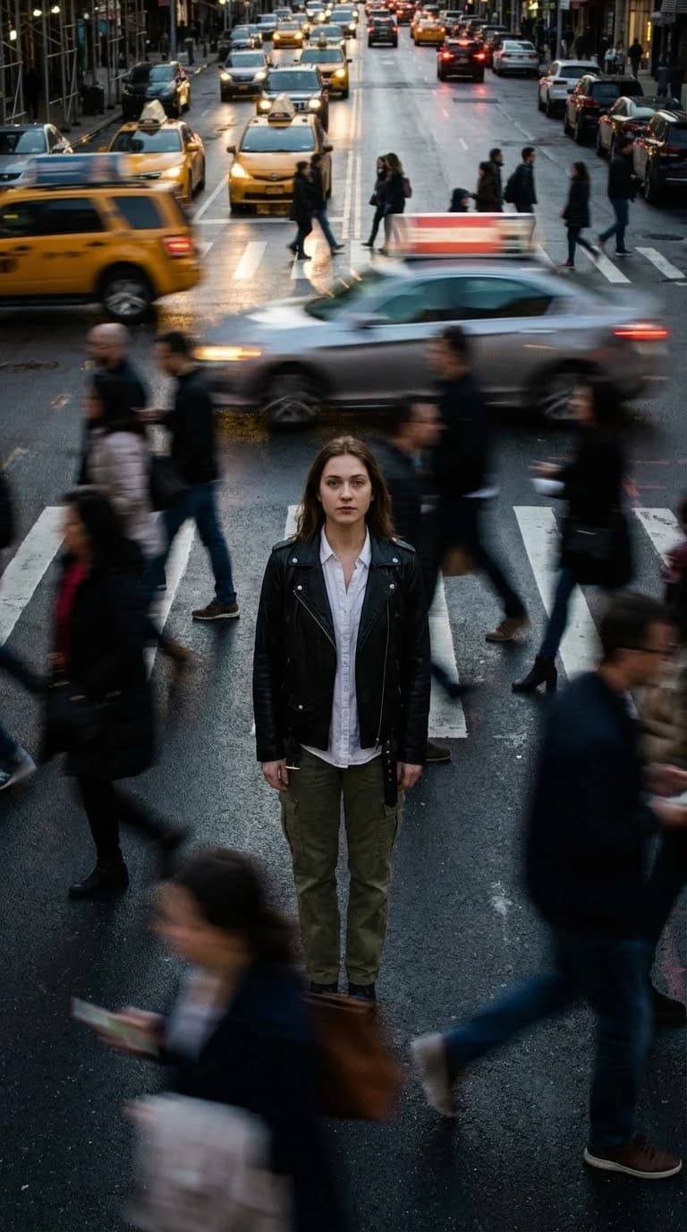Street Portrait with Crowd Blur