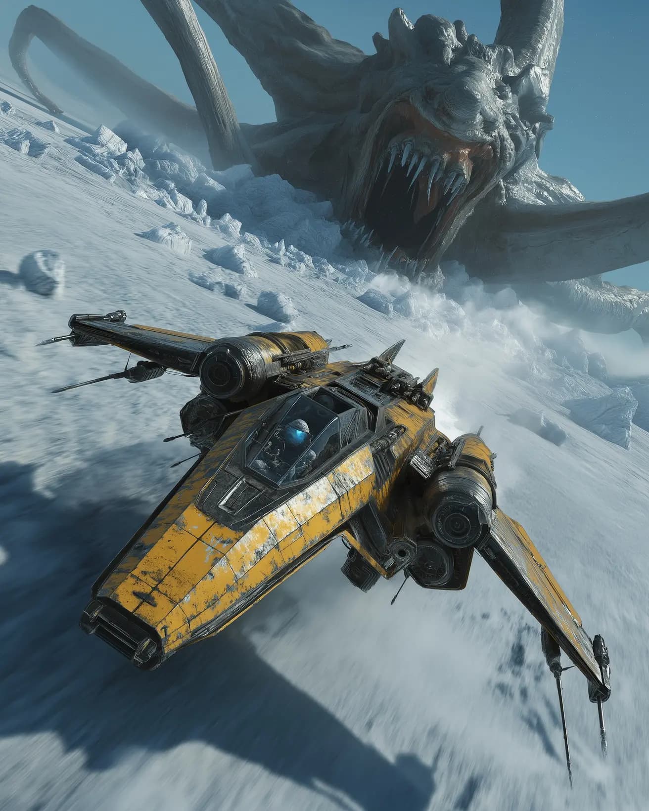 Futuristic Spacecraft Arctic Battle