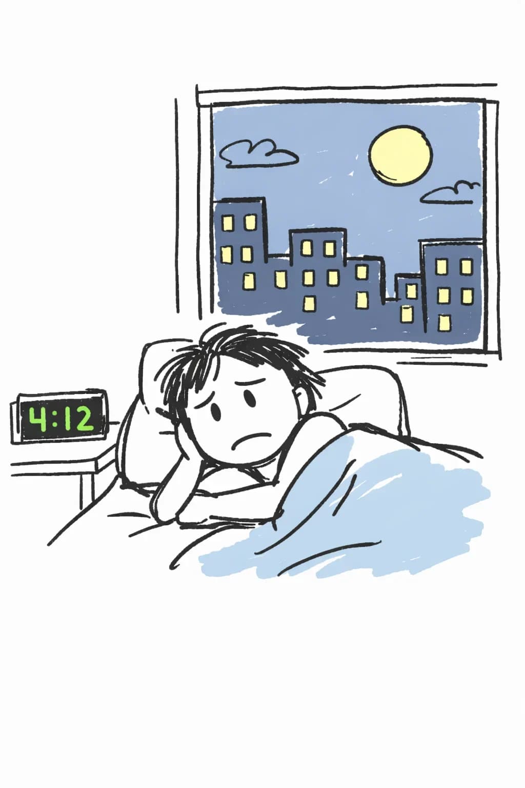 Tired Person Awake at Night