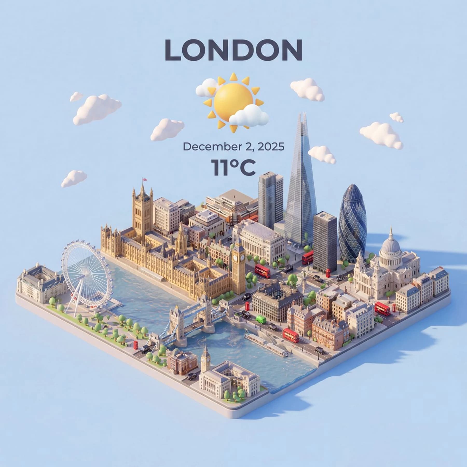 Isometric City Weather Scene