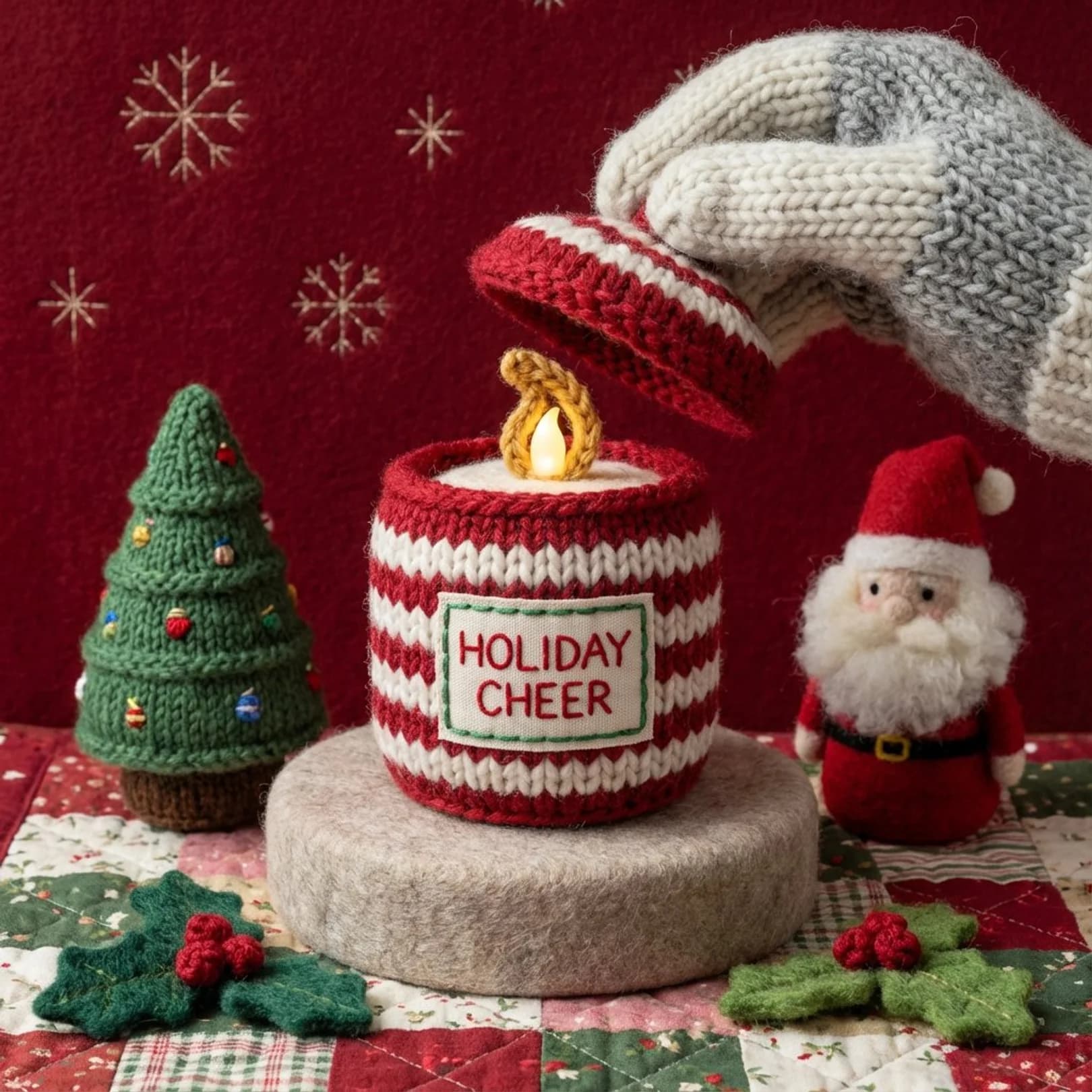 Yarn Holiday Candle Still Life