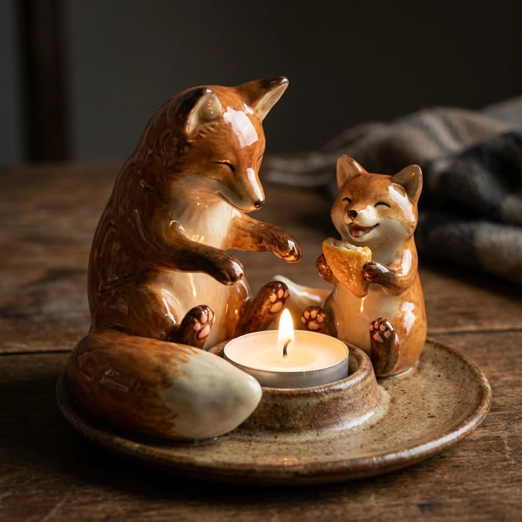 Ceramic Tanukis Roasting Corn