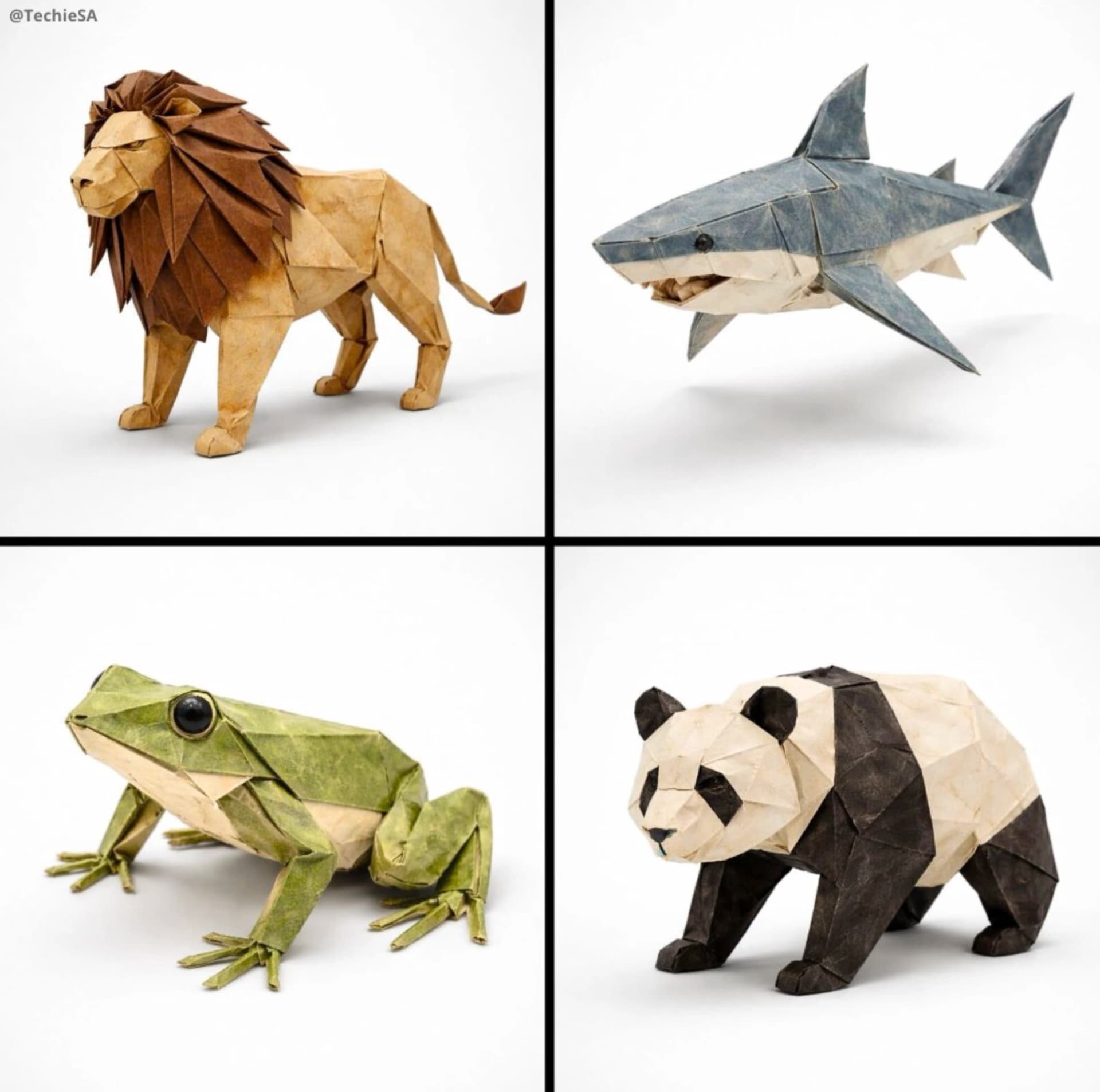 Hyperrealistic Origami Animal Visualization