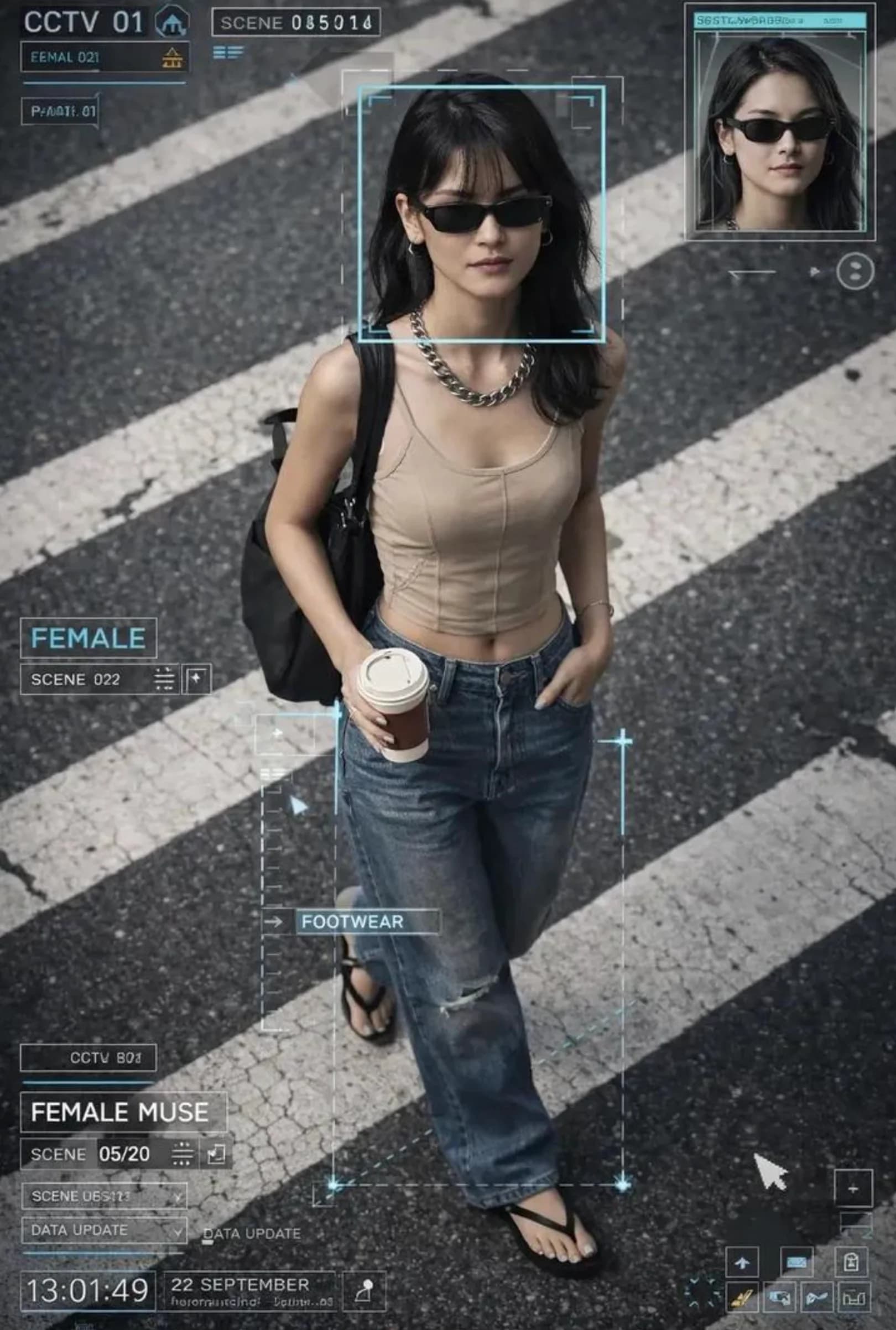 Cyberpunk Surveillance Street Scene