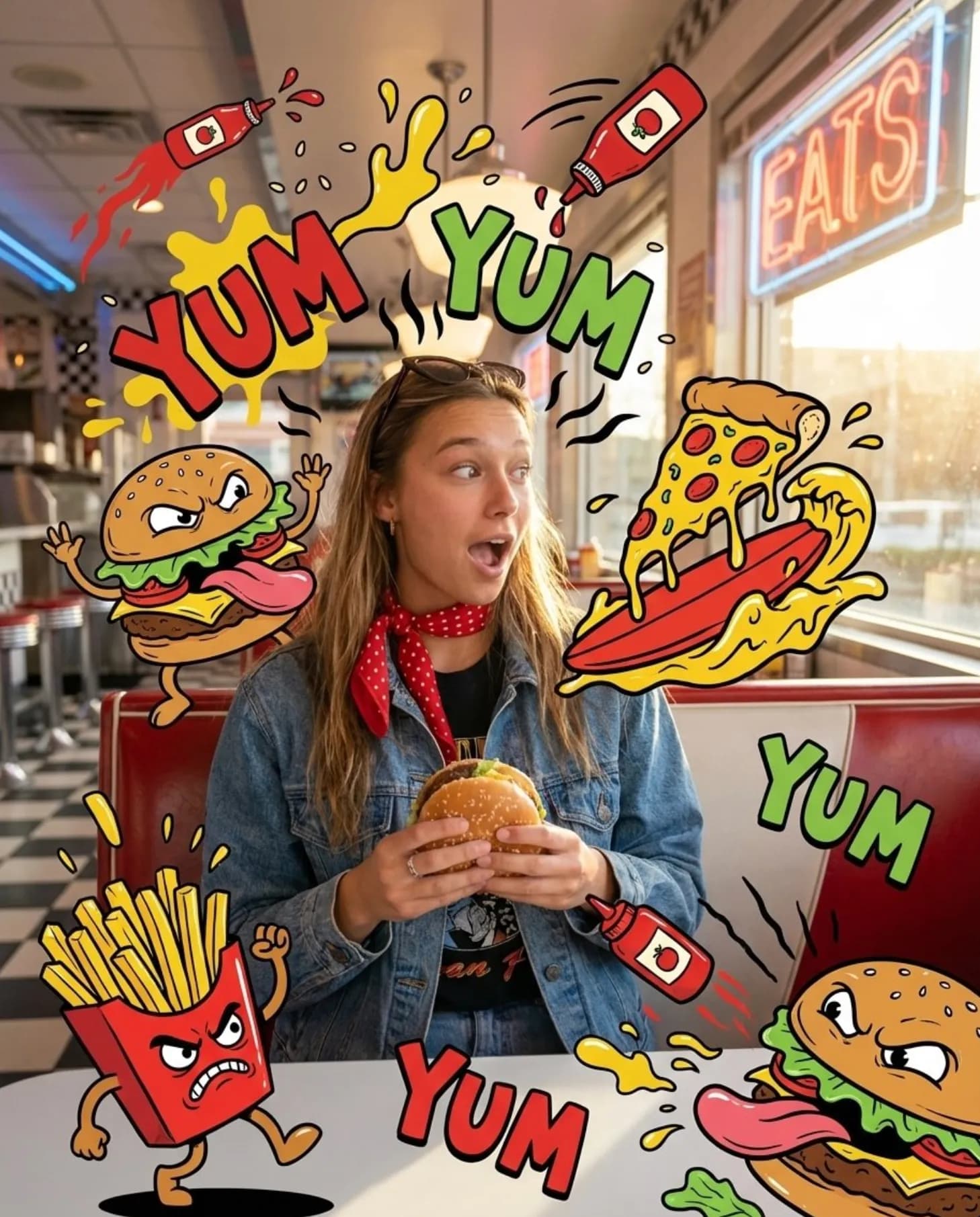 Retro Diner Food Chaos