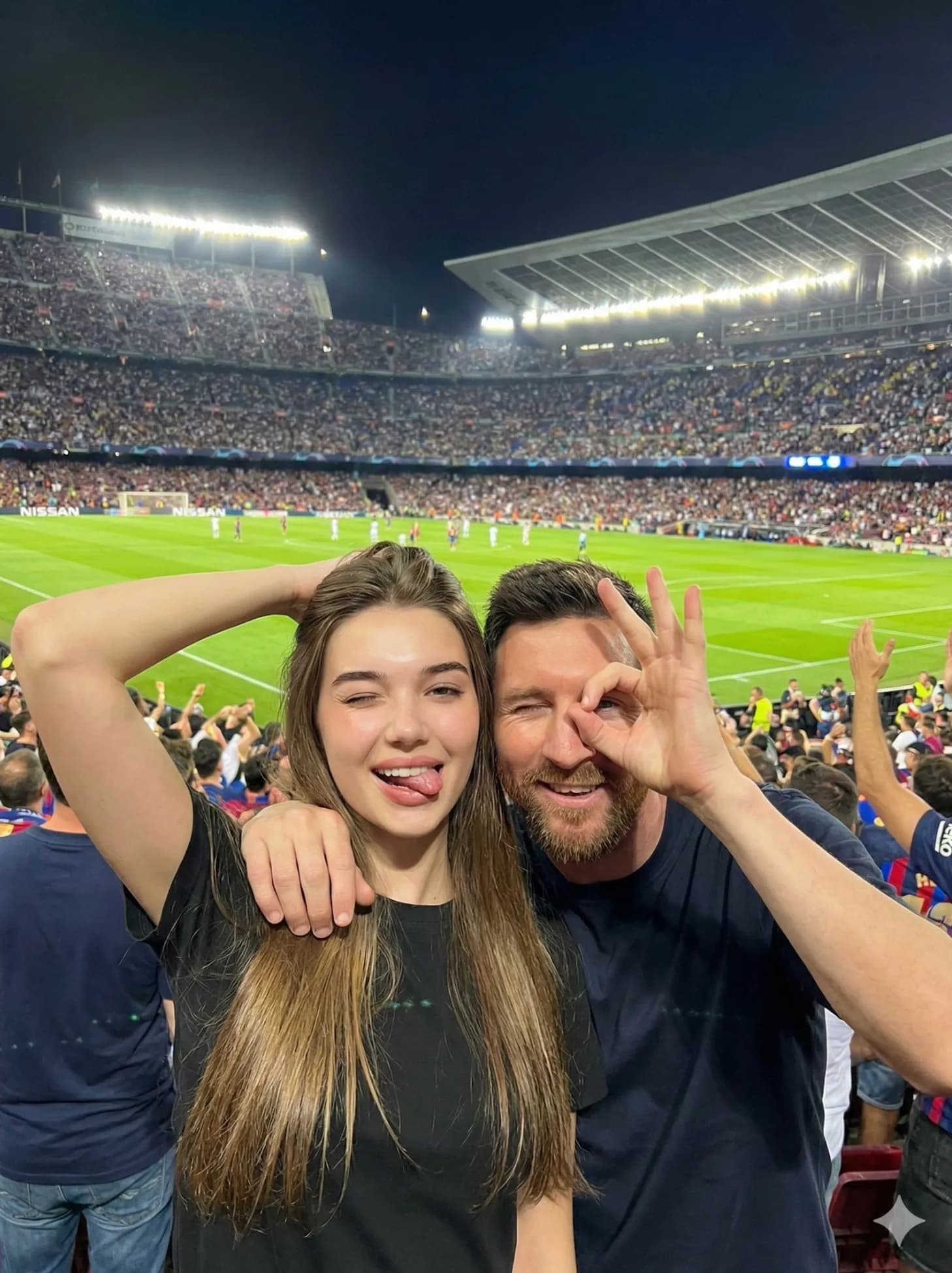Stadium Portrait with Woman and Man