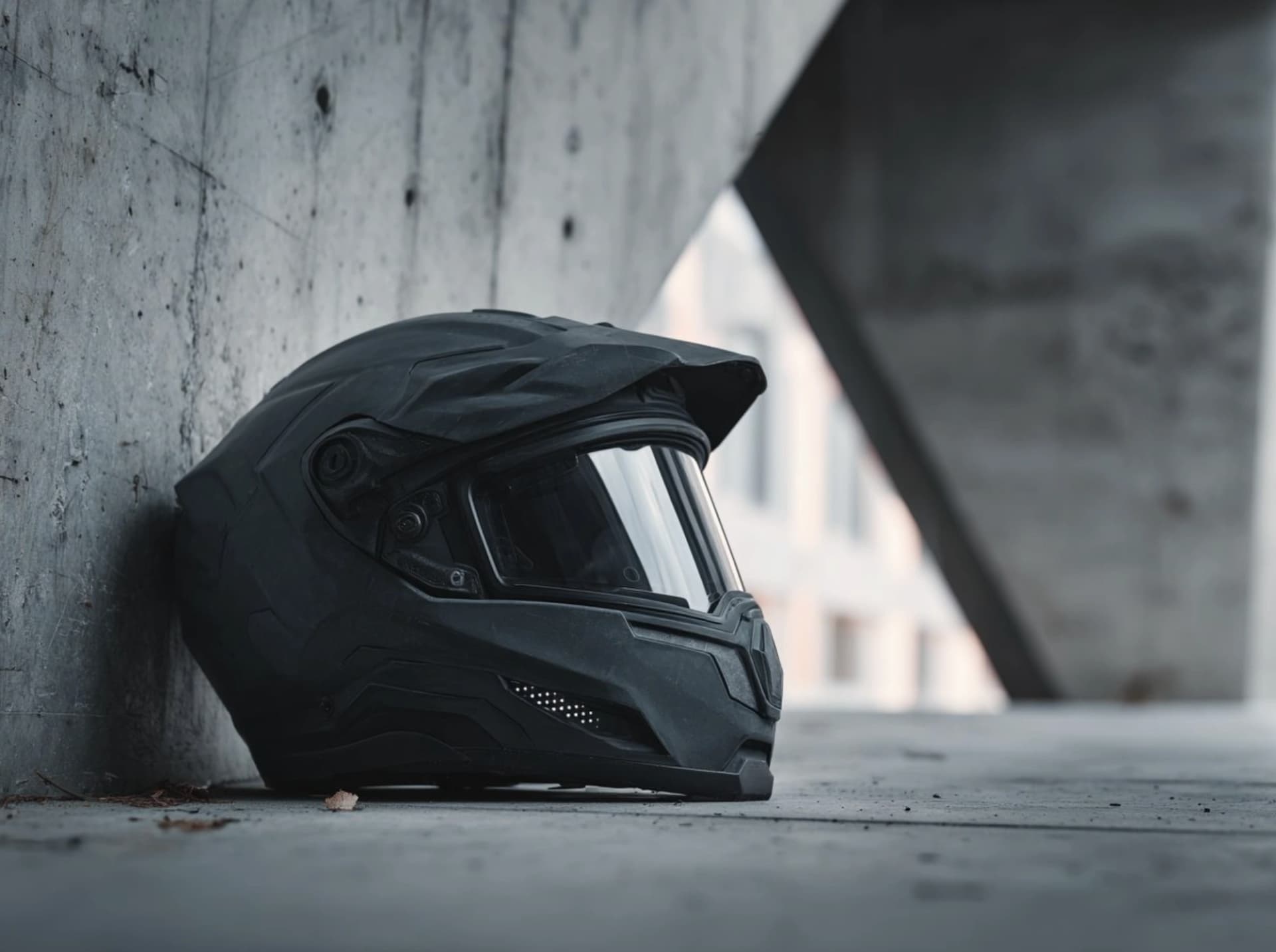 Motorcycle Helmet on Concrete Surface