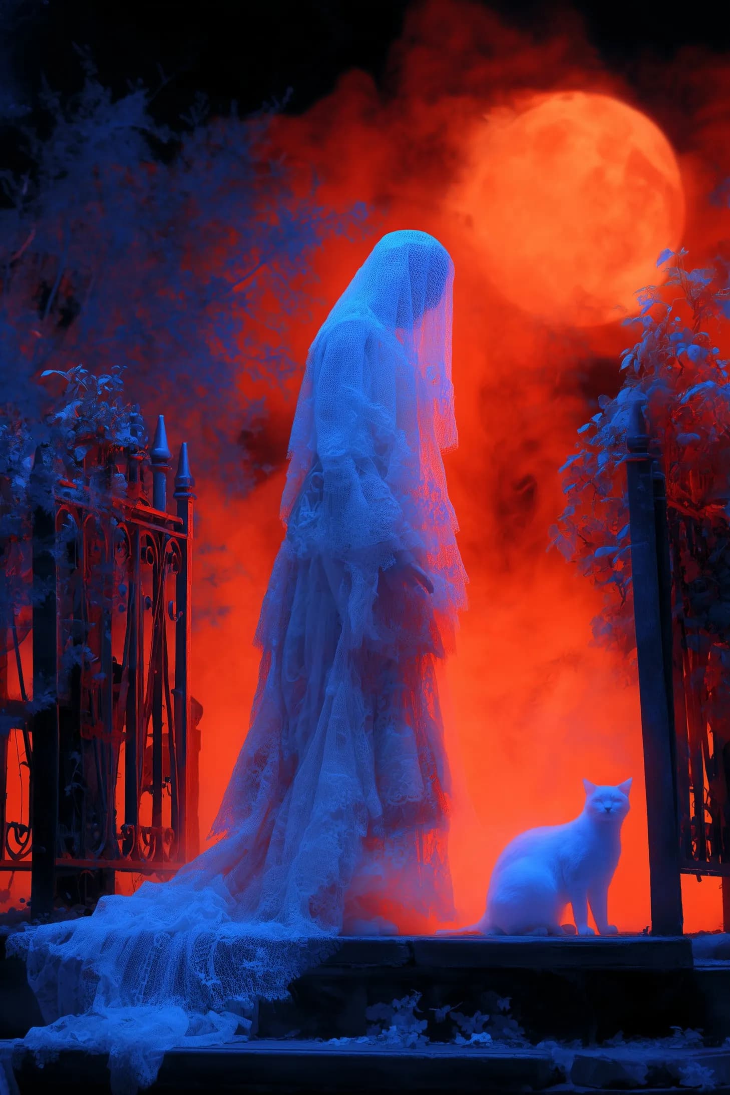 Haunted Halloween Graveyard Scene