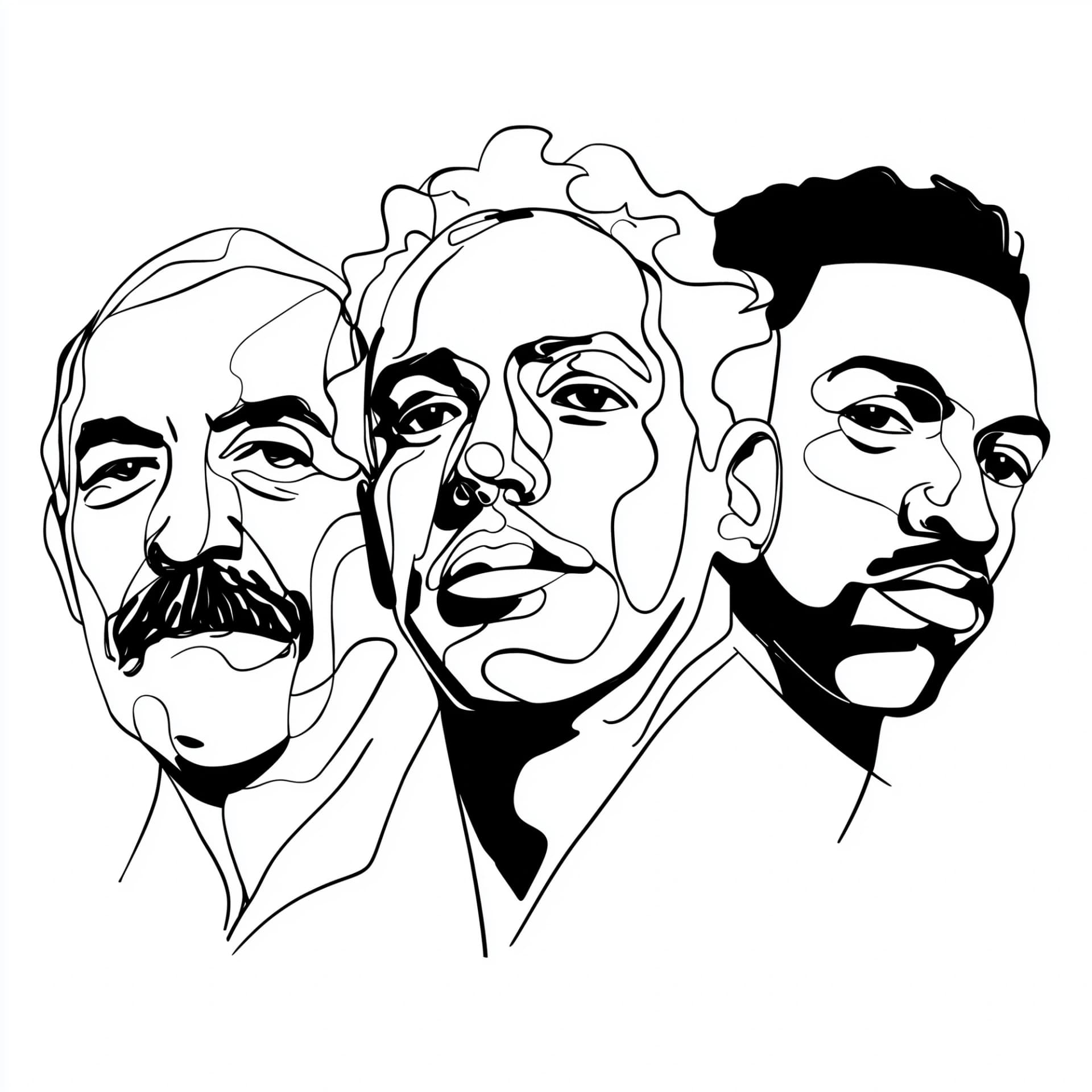 Diverse Faces Line Drawing Logo