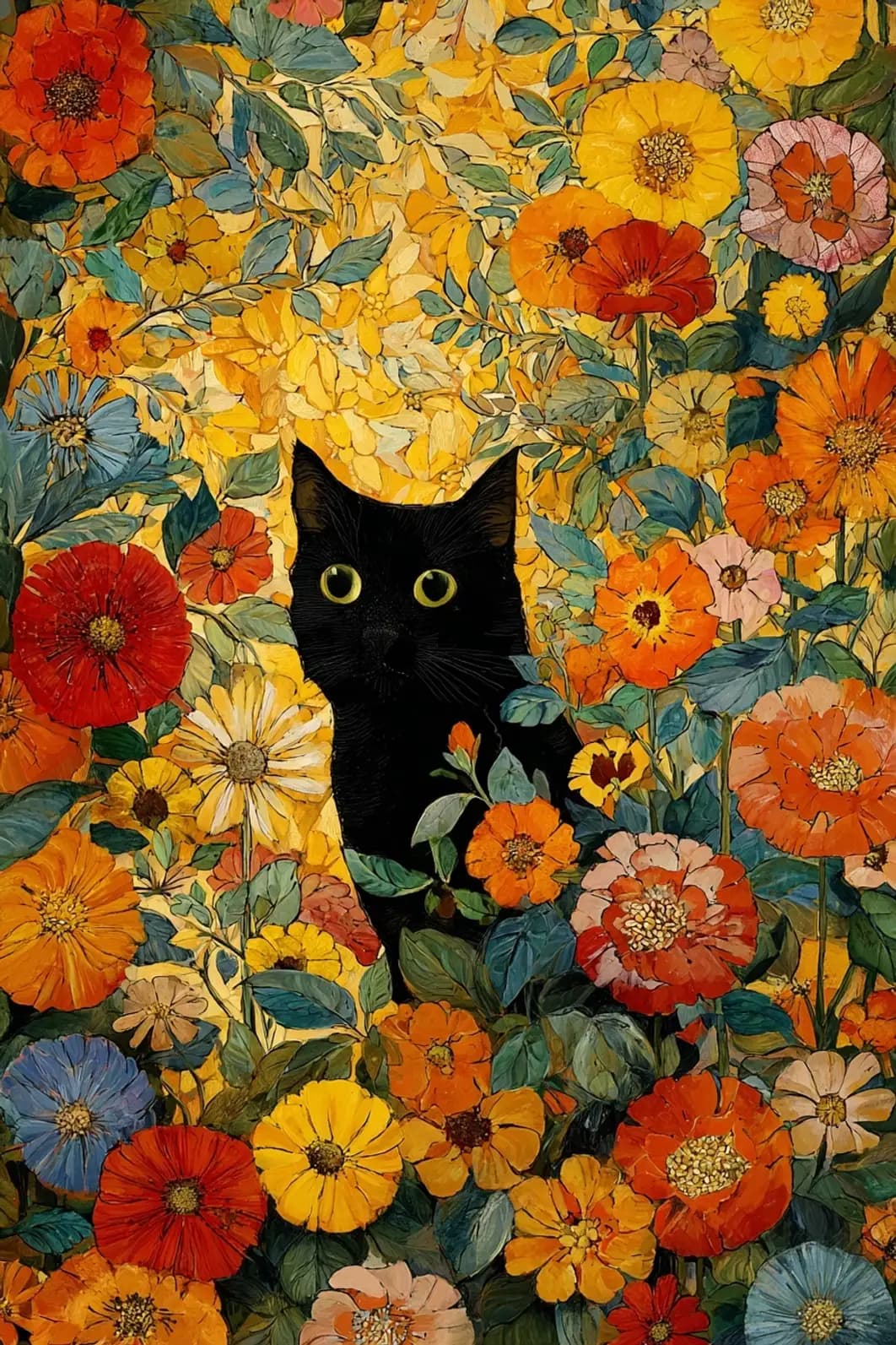 Black Cat in Klimt Garden