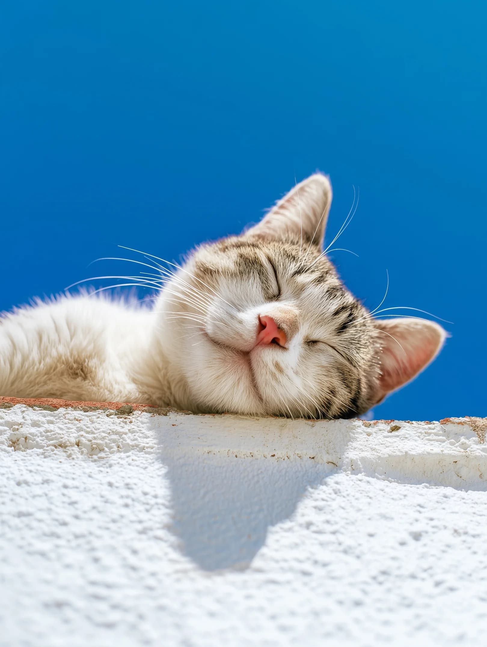 Content Cat on Terracotta Wall