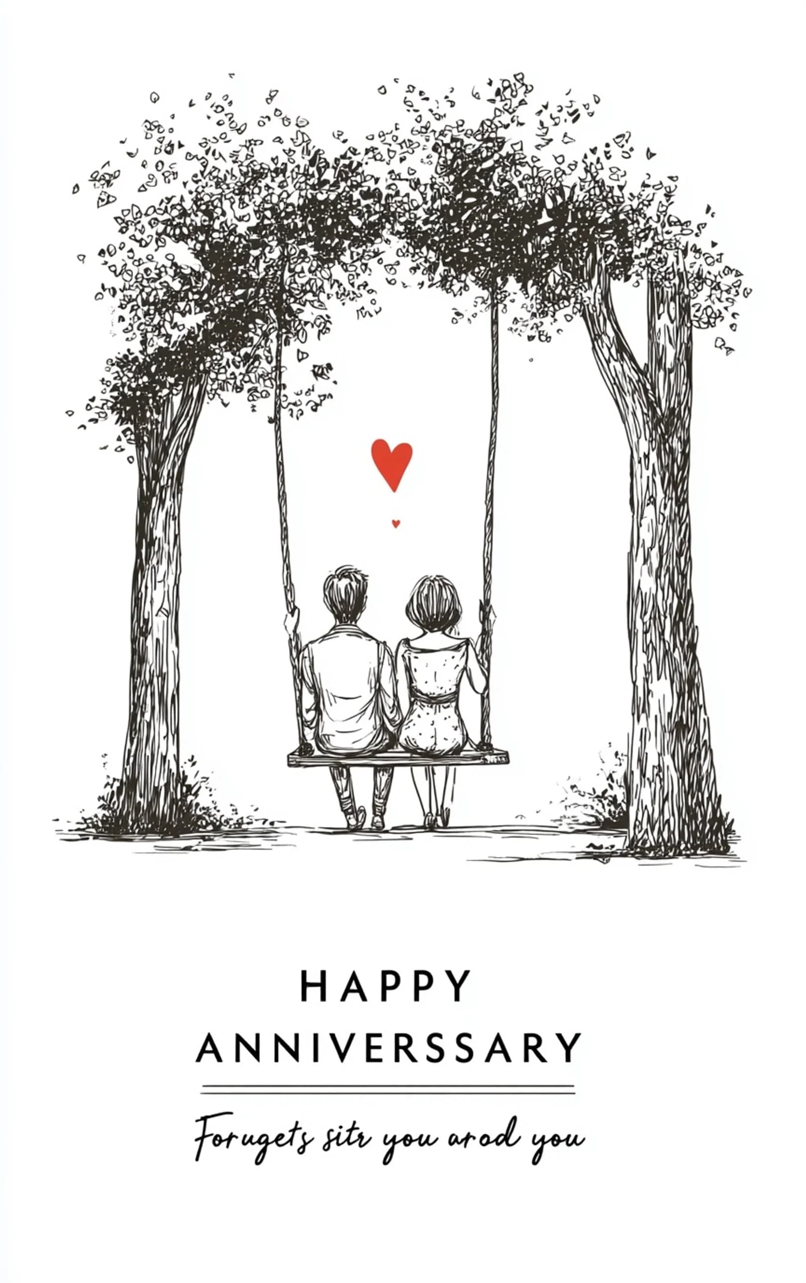 Romantic Minimal Anniversary Illustration
