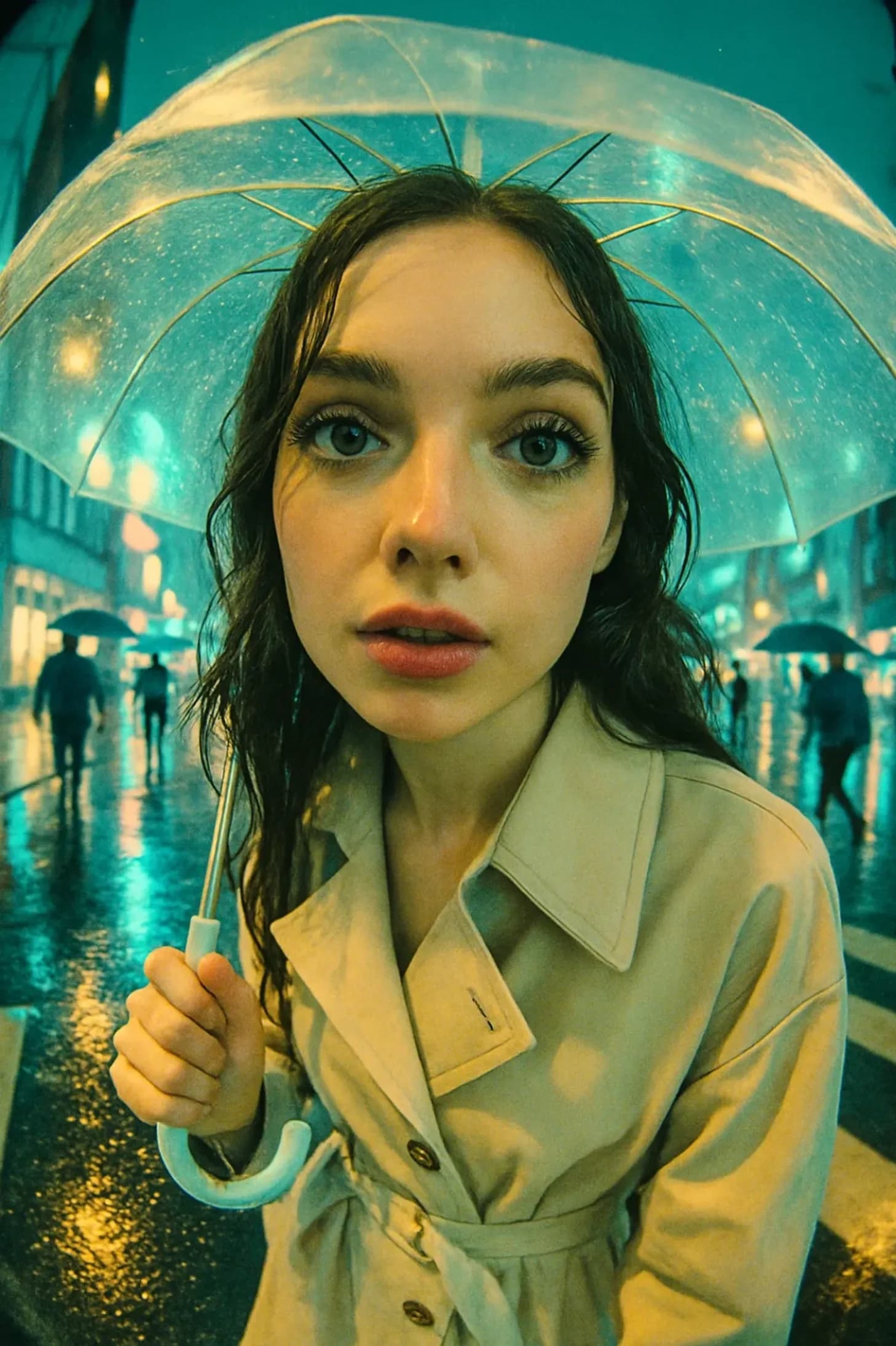 Cyberpunk Rainy Street Portrait
