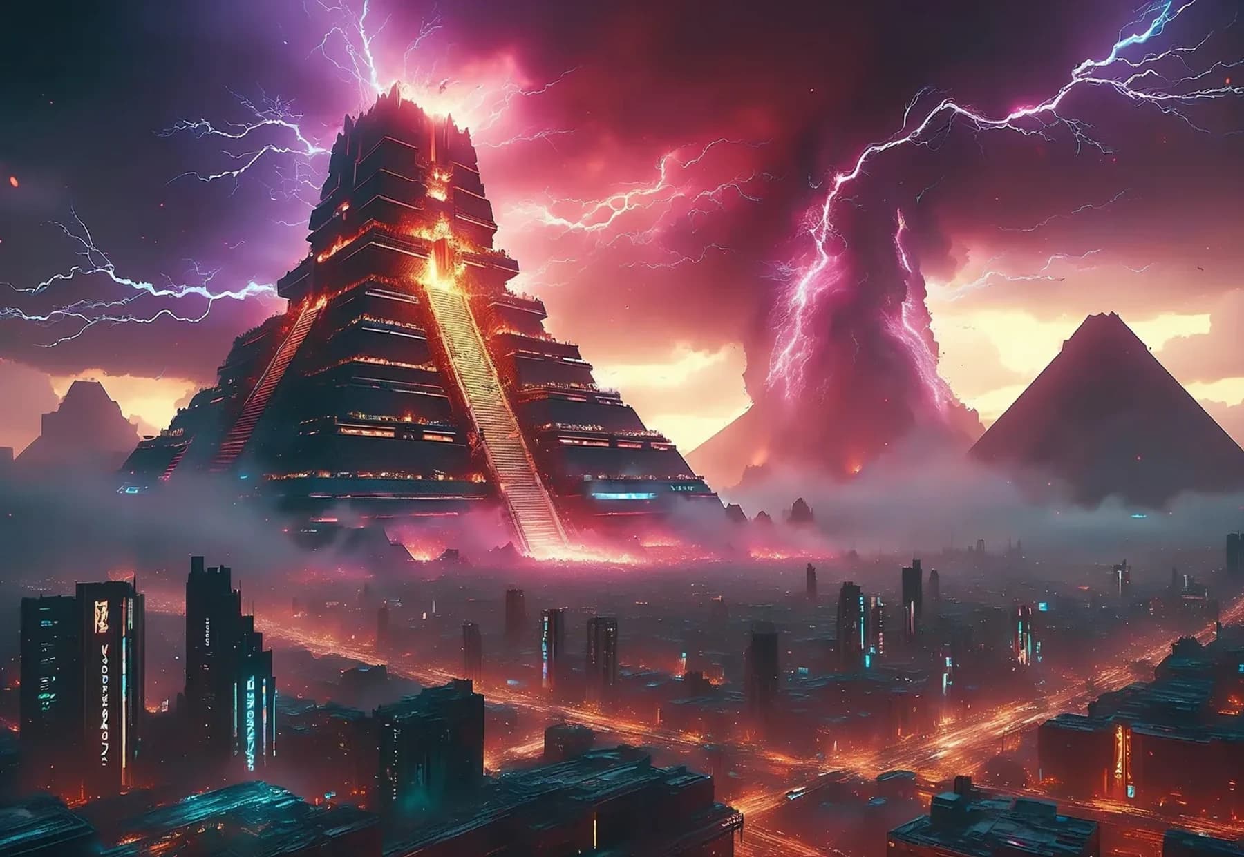 Neon Cyberpunk City Landscape