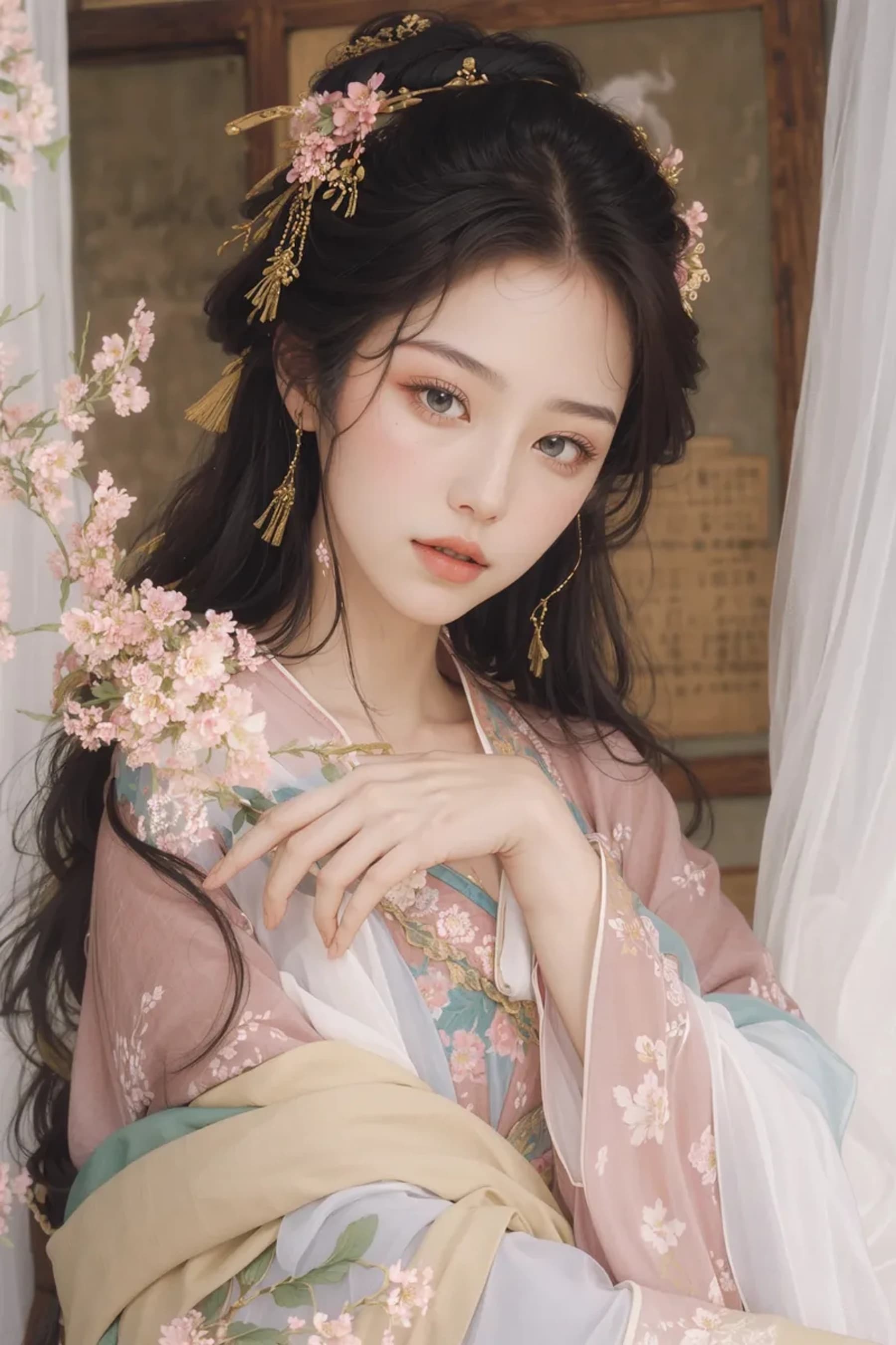 Elegant Hanfu Portrait Illustration