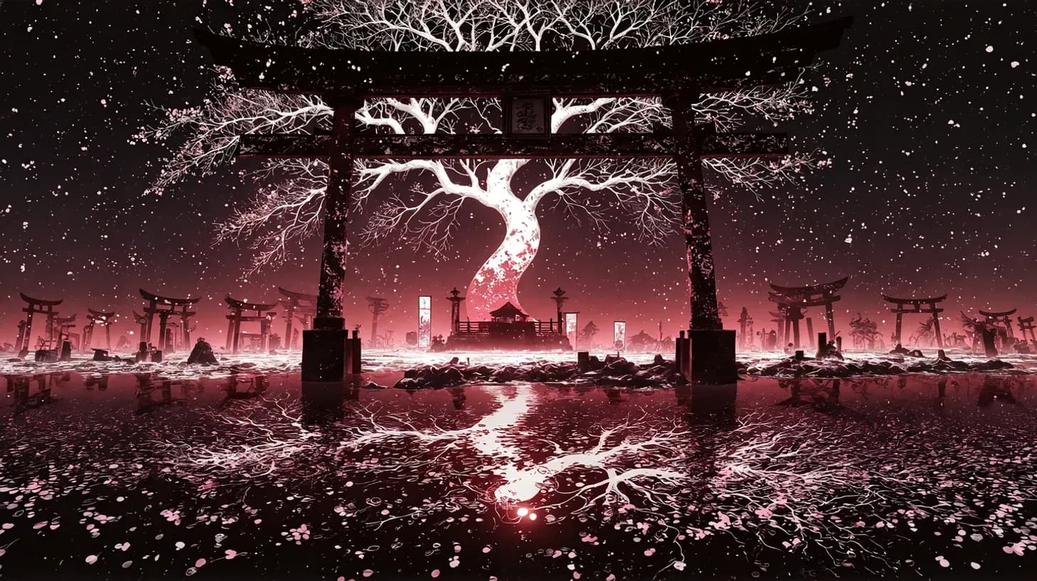 Mystical Cyberpunk Shrine Landscape