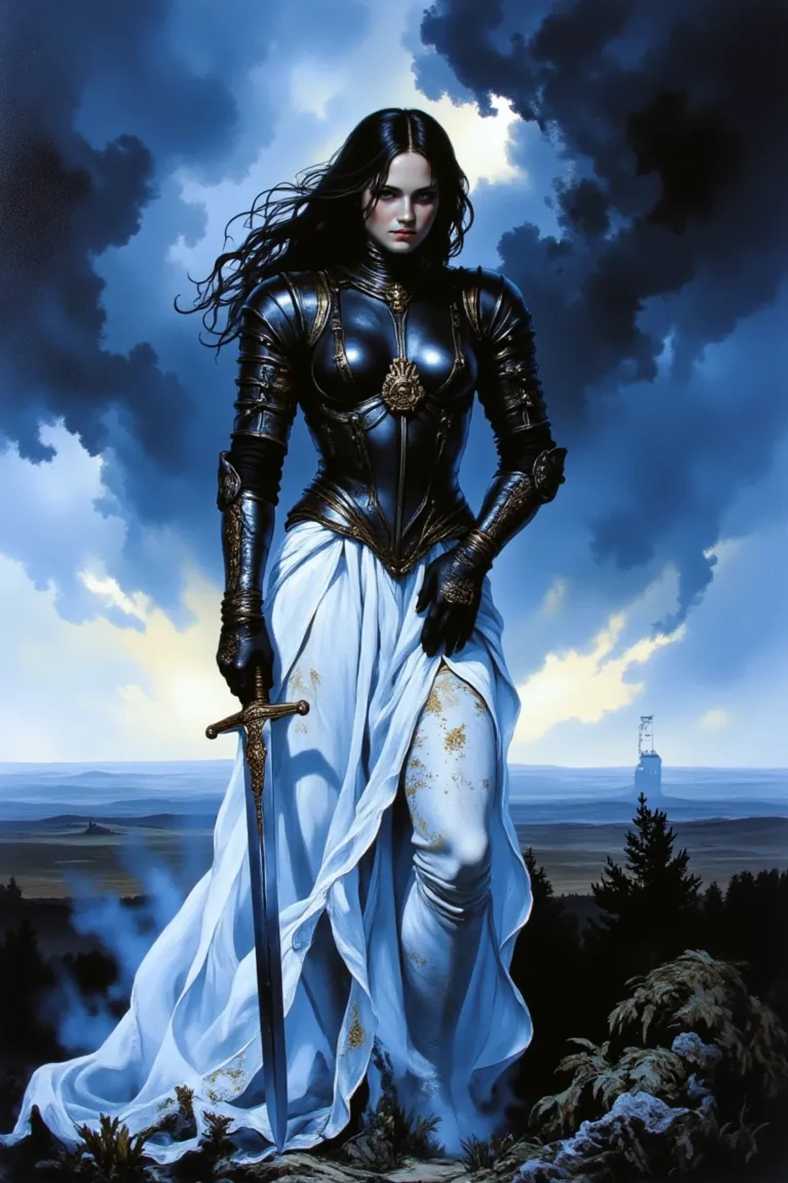 Oil-Up Warrior Woman Portrait