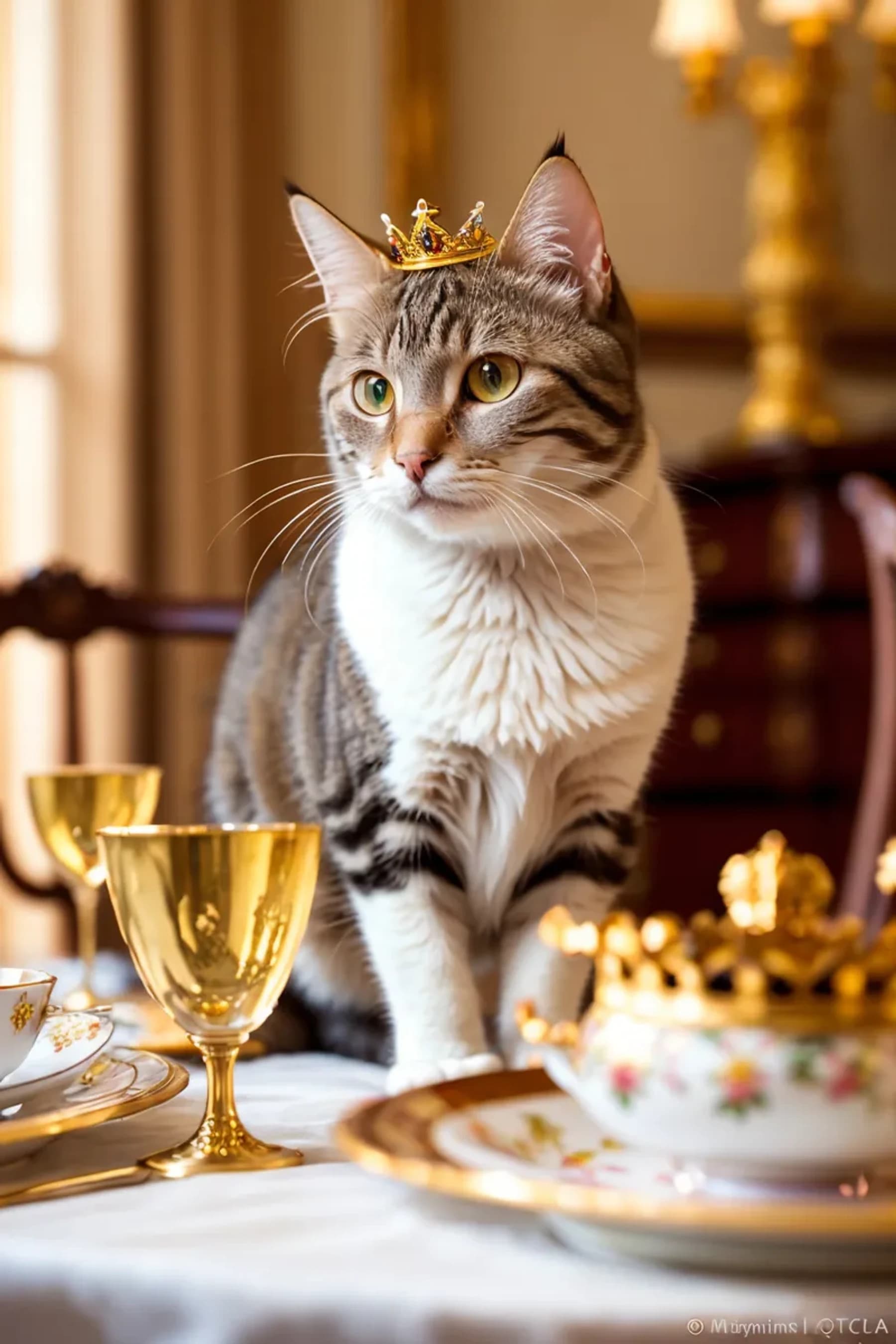 Luxurious Crowned Cat Portrait